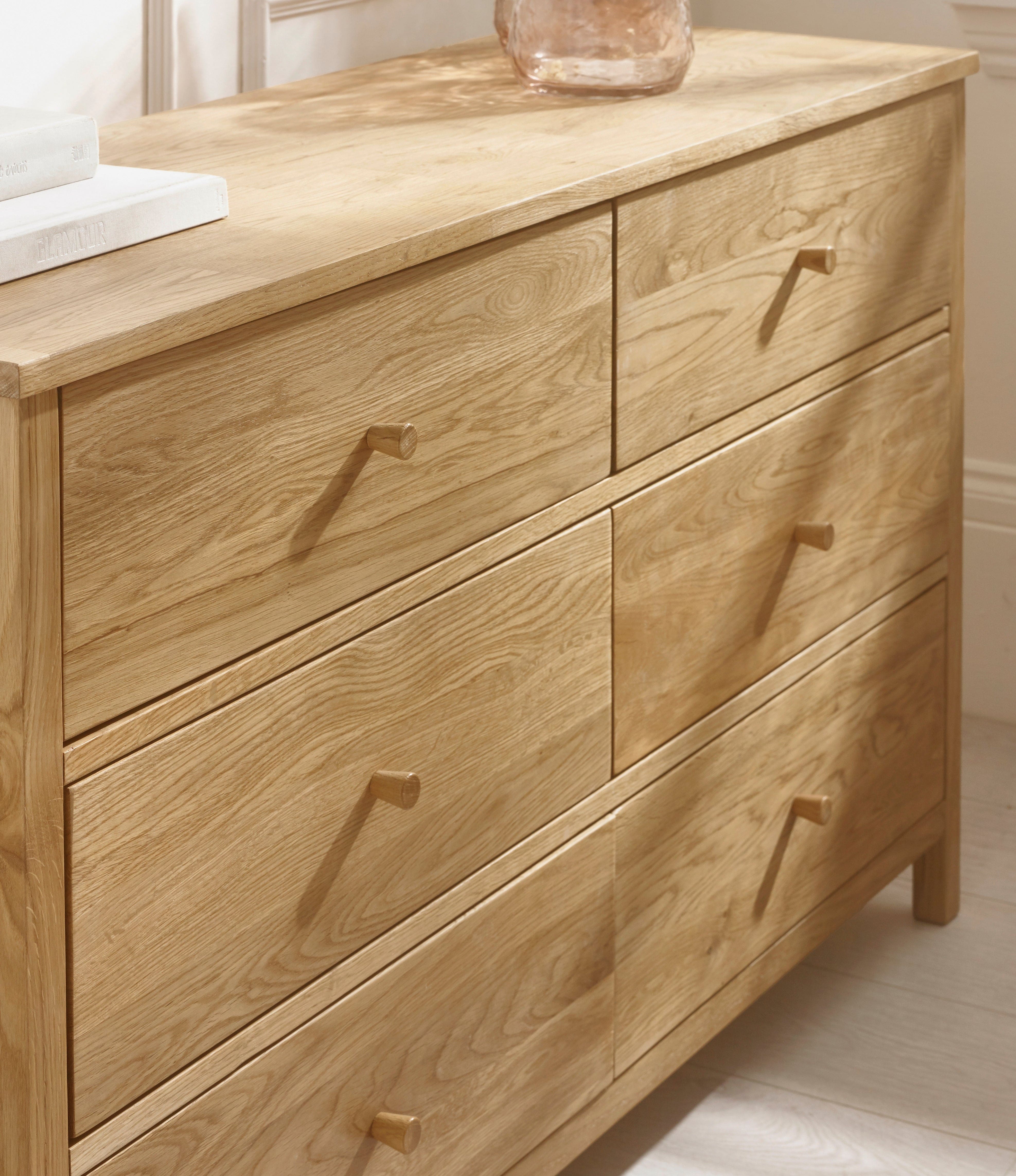 Julian Bowen Chest Of Drawers Coxmoor 6 Drawer Chest - Oak Bed Kings