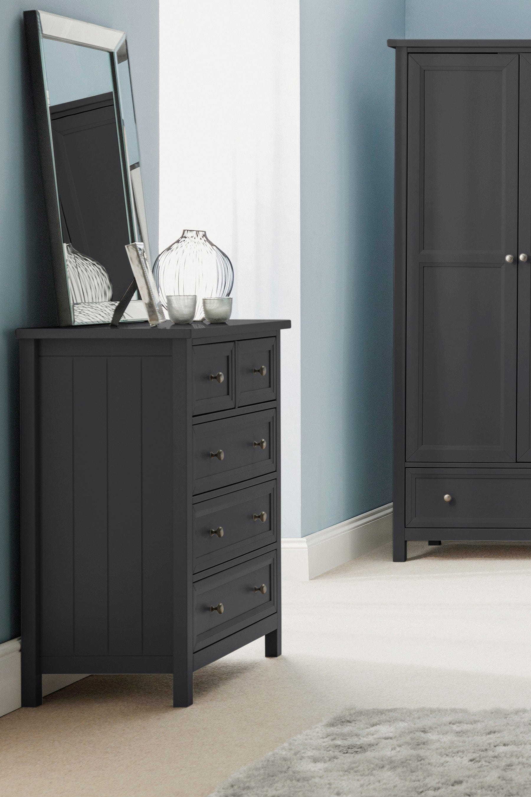 Julian Bowen Chest Of Drawers Maine 3+2 Drawer Chest - Anthracite Bed Kings