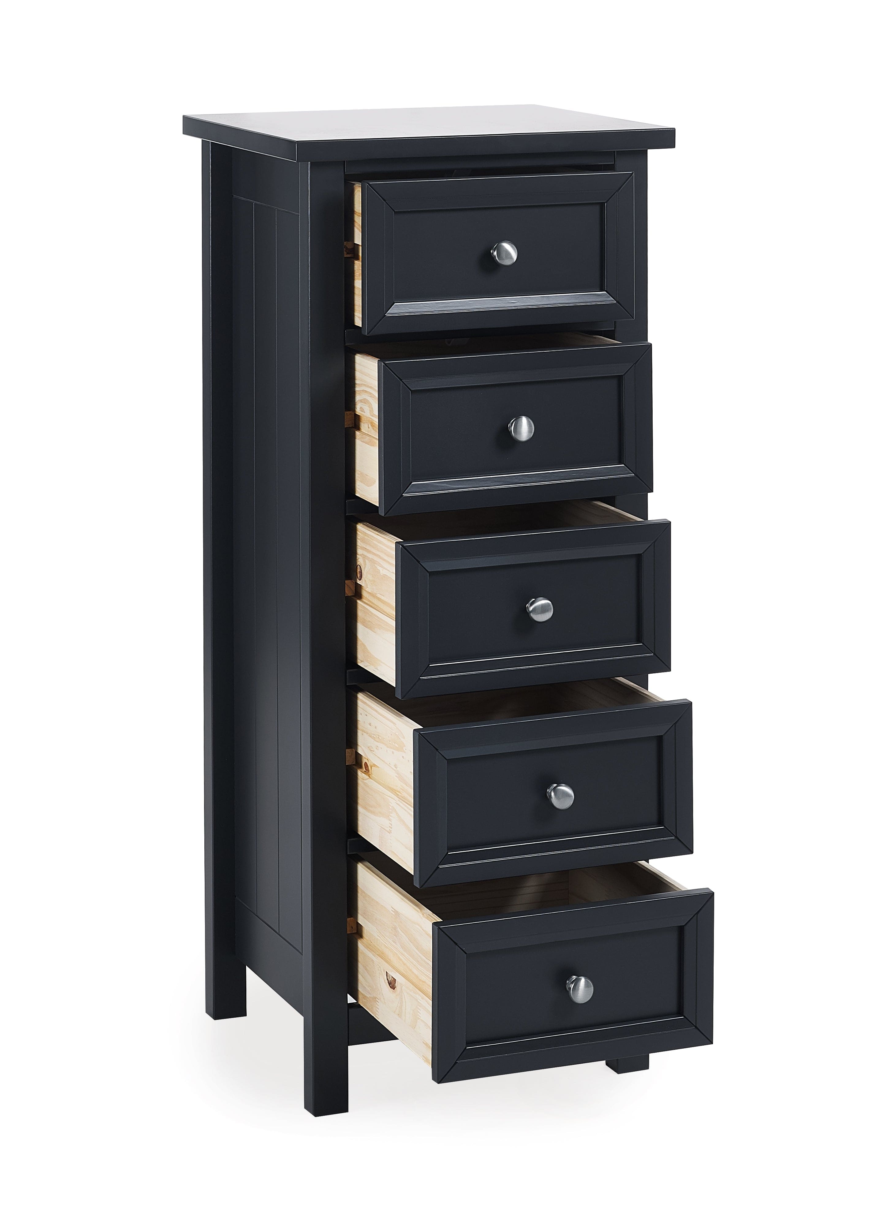 Julian Bowen Chest Of Drawers Maine 5 Drawer Tall Chest - Anthracite Bed Kings