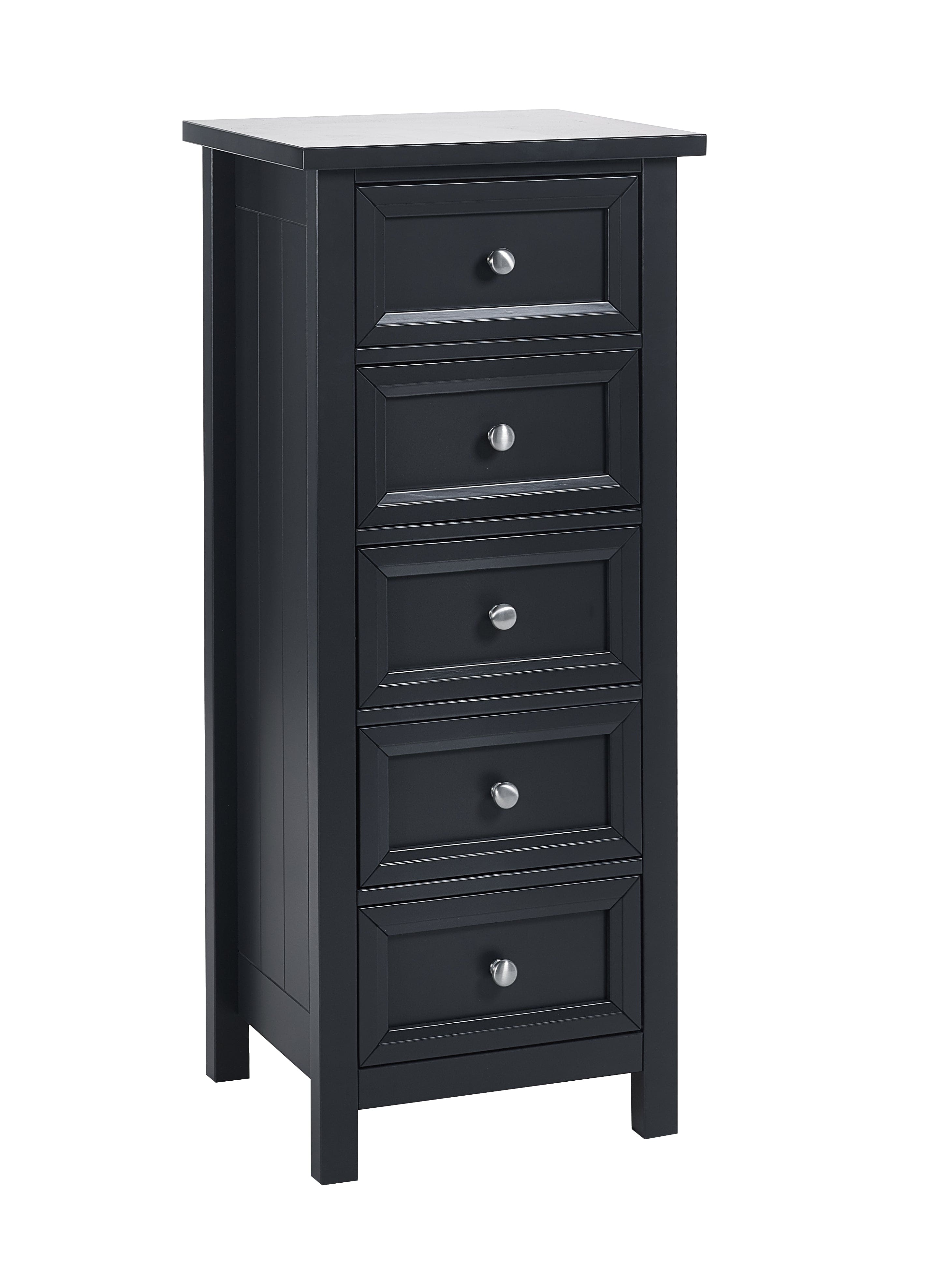 Julian Bowen Chest Of Drawers Maine 5 Drawer Tall Chest - Anthracite Bed Kings