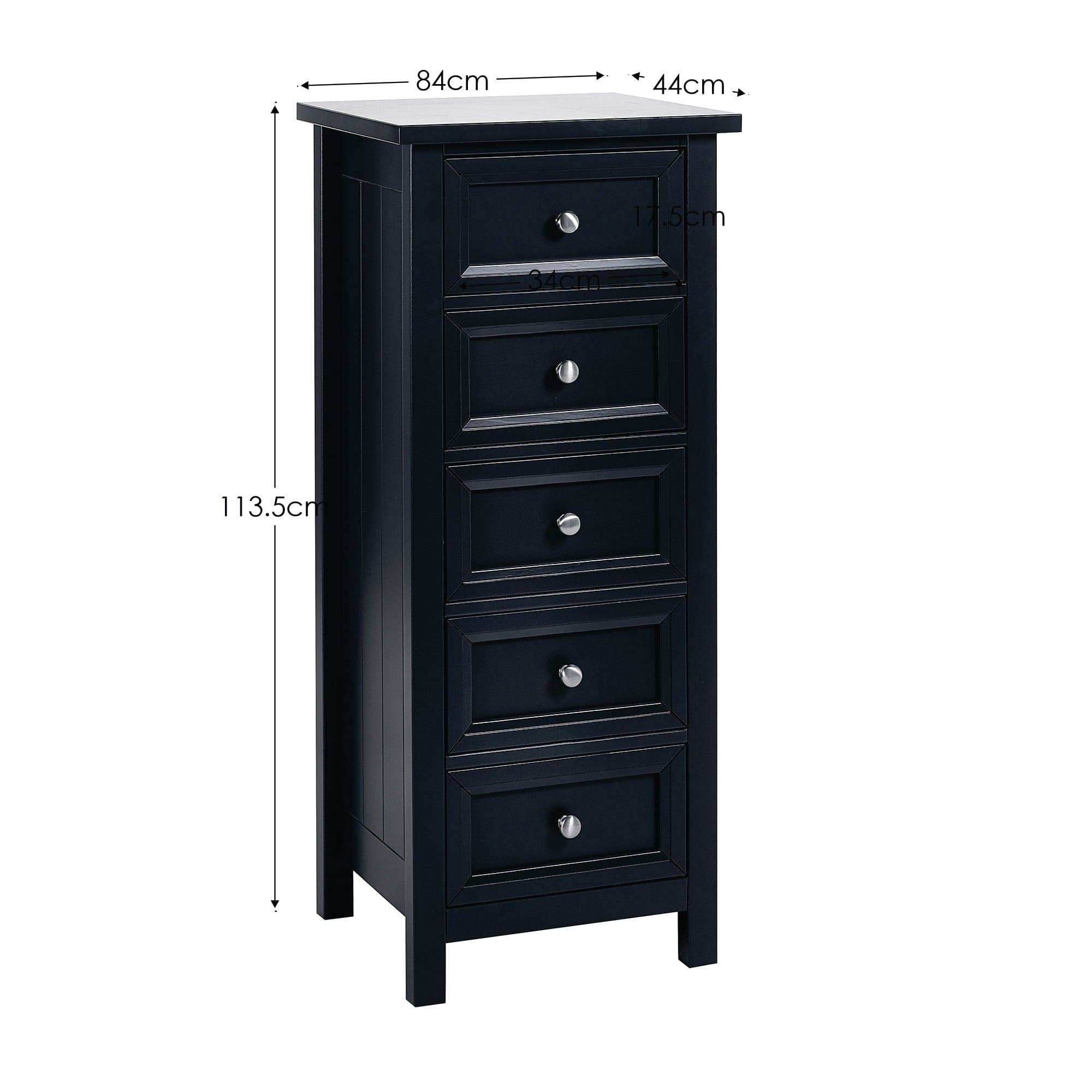 Julian Bowen Chest Of Drawers Maine 5 Drawer Tall Chest - Anthracite Bed Kings