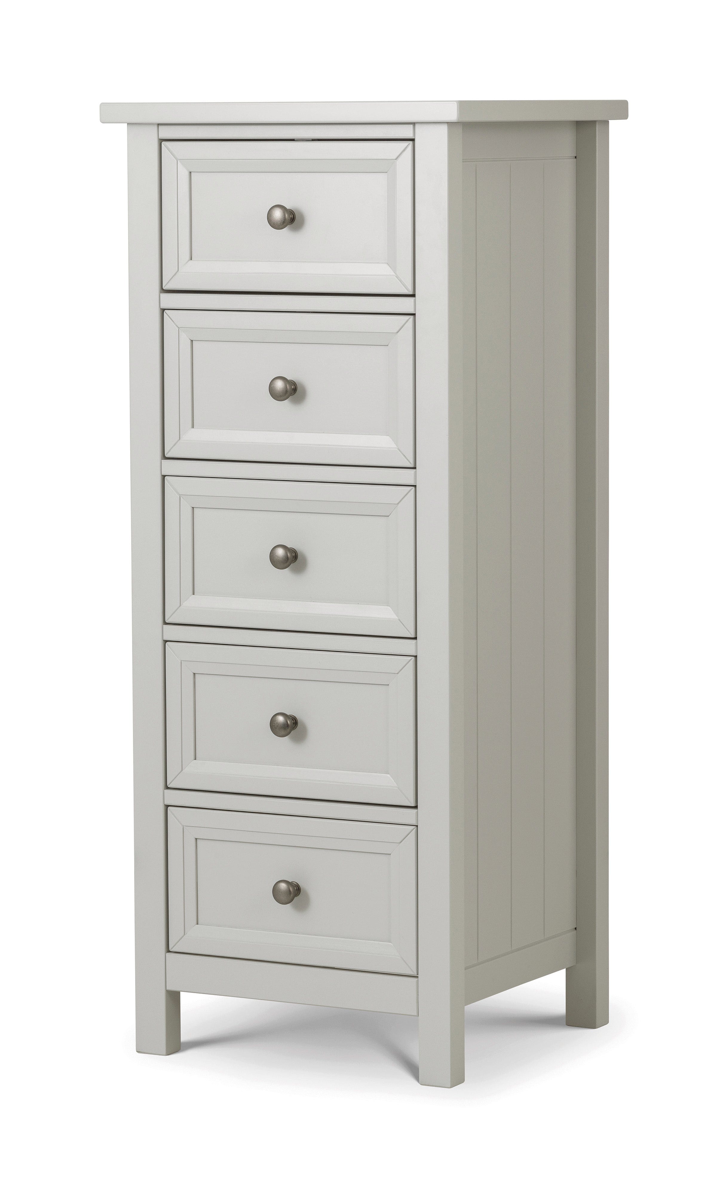 Julian Bowen Chest Of Drawers Maine 5 Drawer Tall Chest- Dove Grey Bed Kings