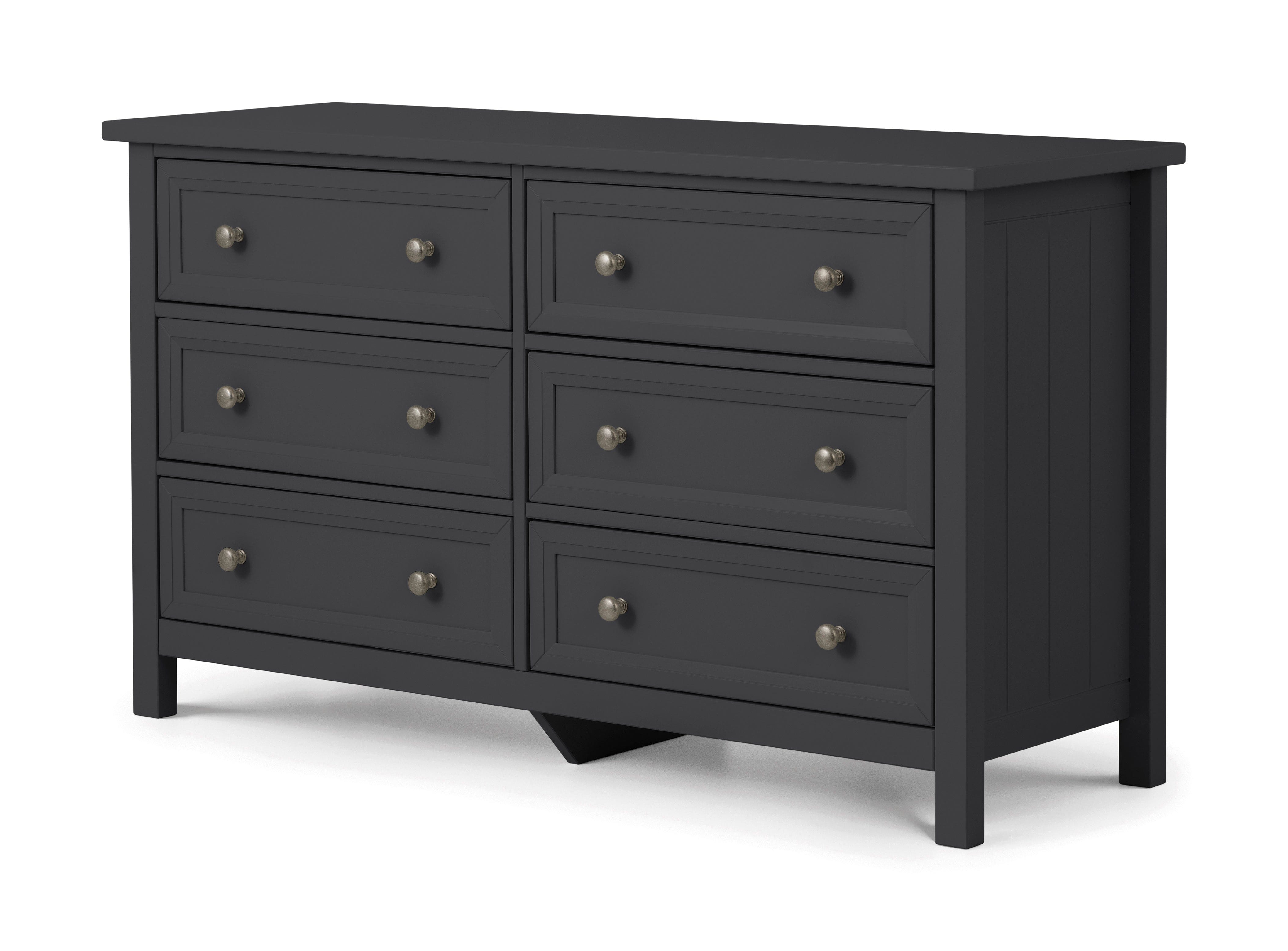 Julian Bowen Chest Of Drawers Maine 6 Drawer Wide Chest - Anthracite Bed Kings