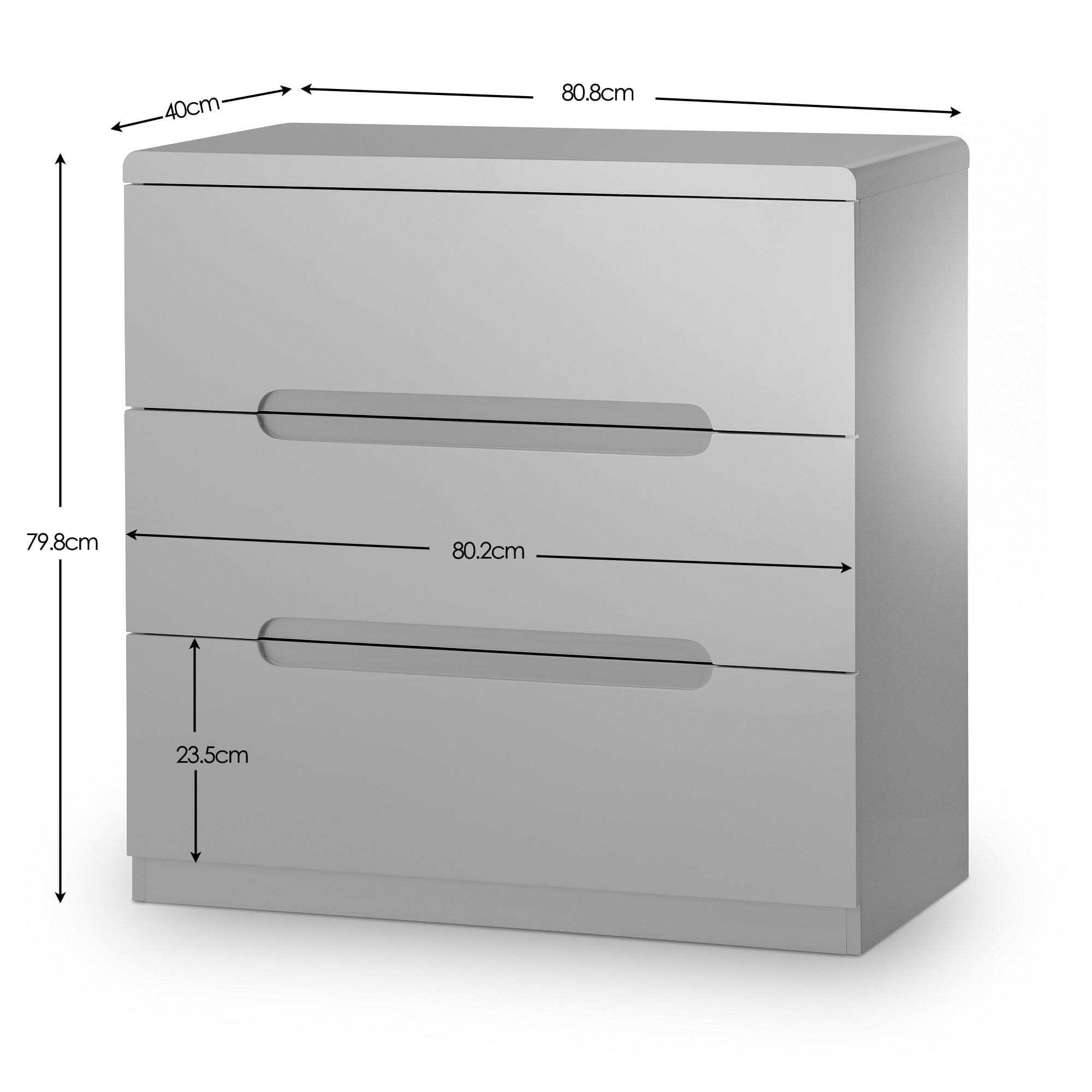 Julian Bowen Chest Of Drawers Manhattan 3 Drawer Chest - Grey Bed Kings