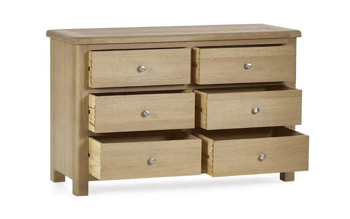 Julian Bowen Chest Of Drawers Memphis Limed Oak 6 Drawer Wide Chest Bed Kings