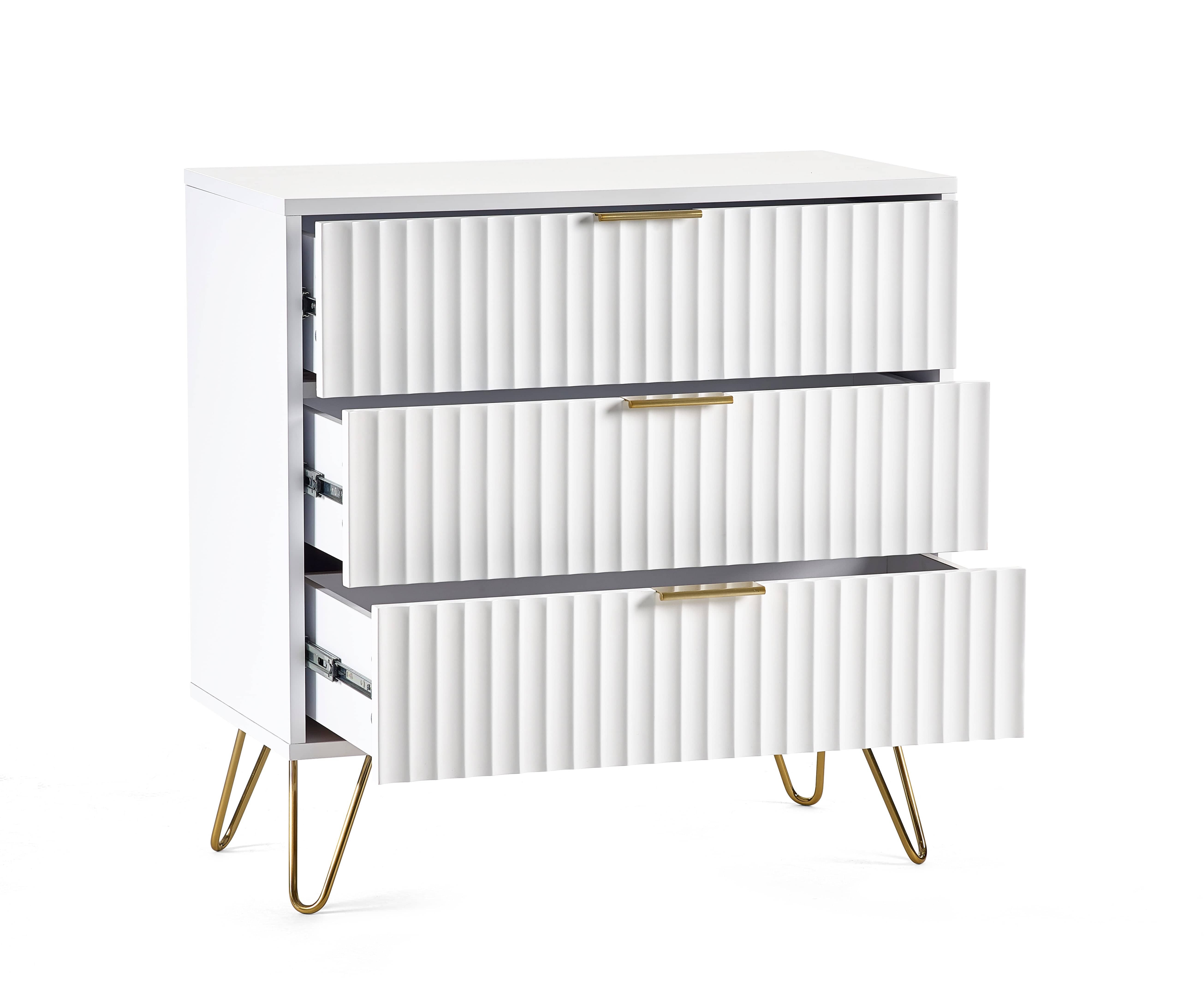 Julian Bowen Chest Of Drawers Murano 3 Drawer Chest - Matt White Bed Kings