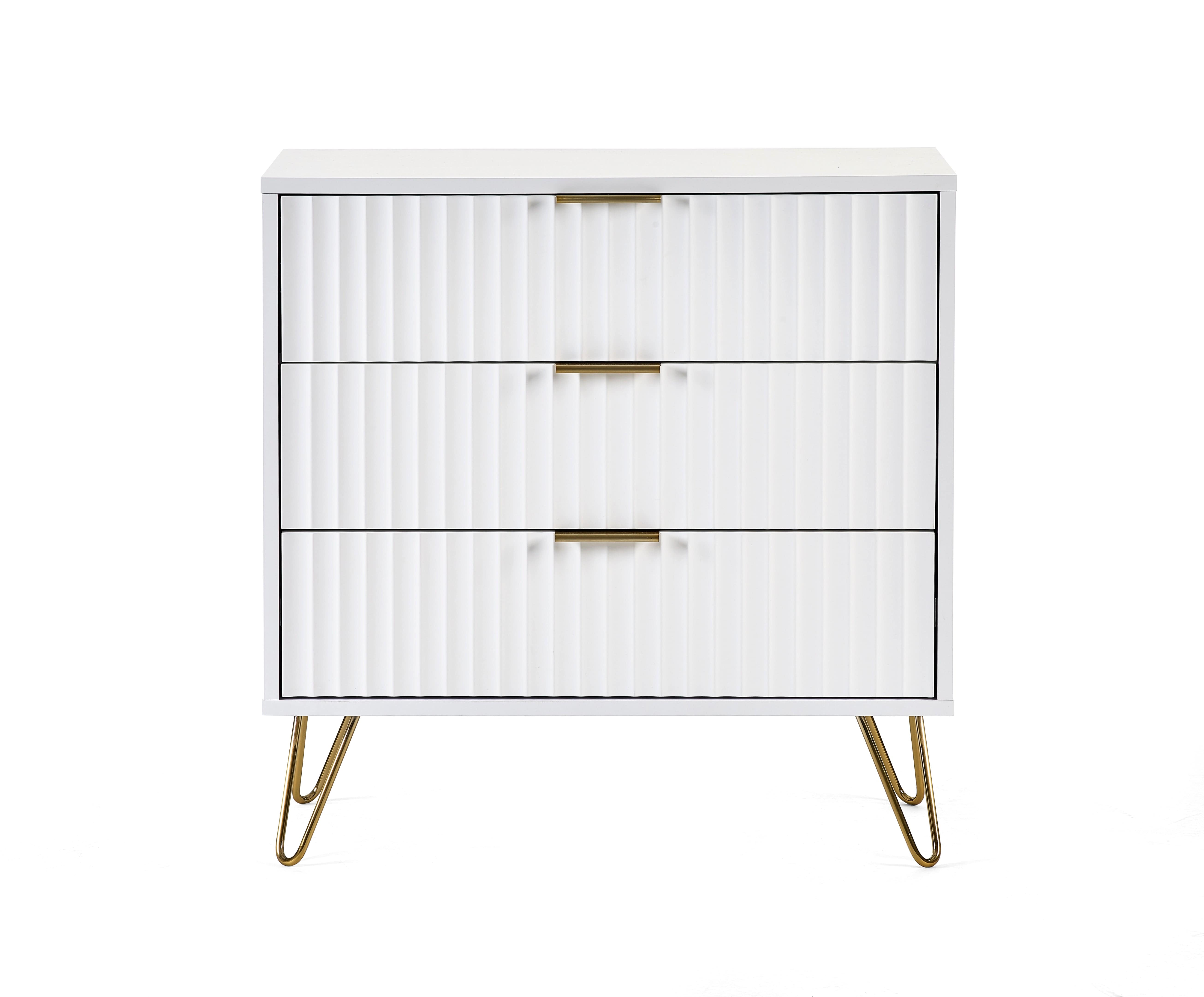 Julian Bowen Chest Of Drawers Murano 3 Drawer Chest - Matt White Bed Kings