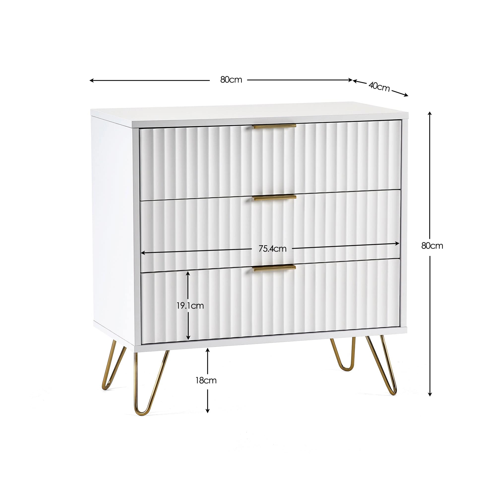 Julian Bowen Chest Of Drawers Murano 3 Drawer Chest - Matt White Bed Kings