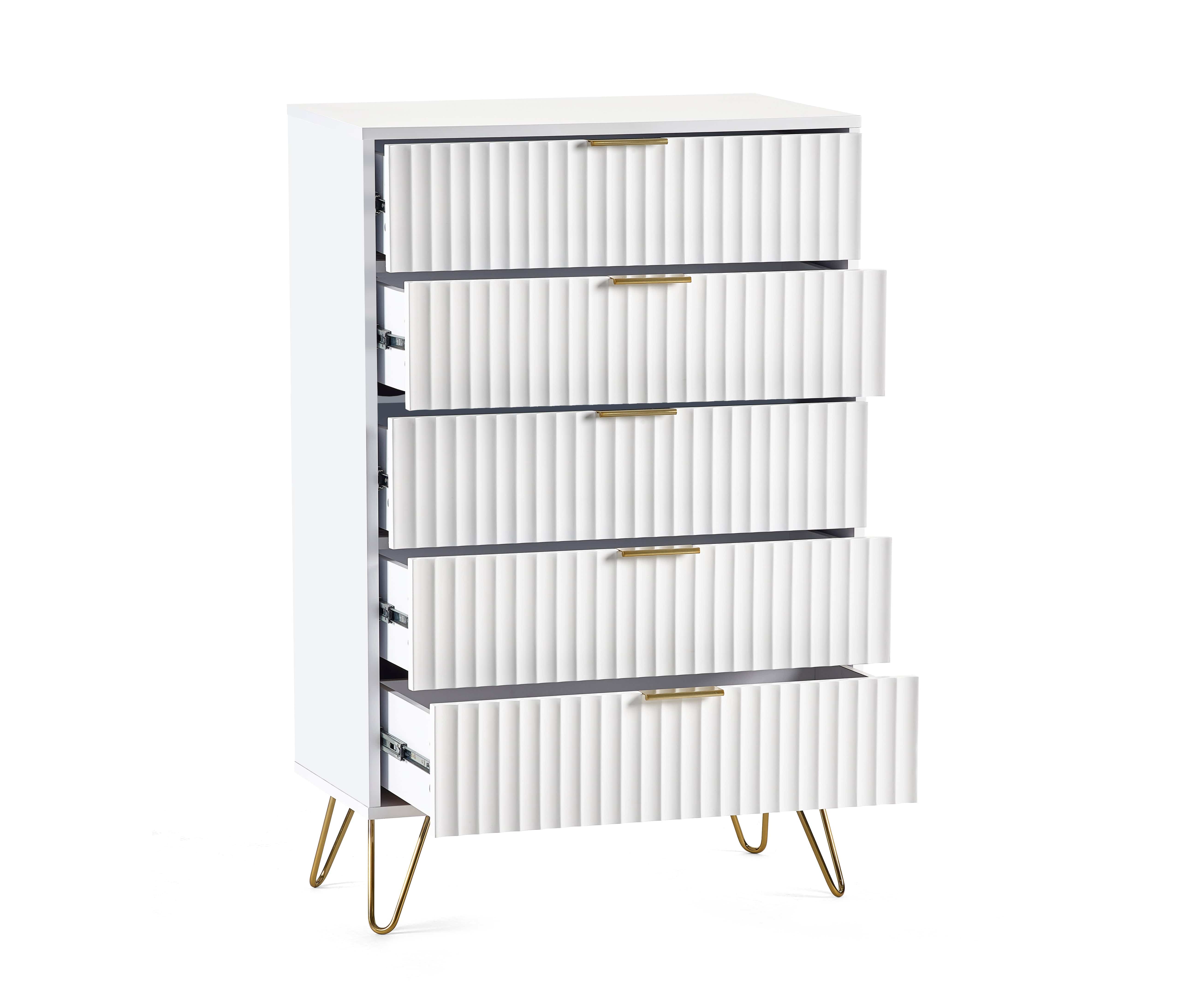 Julian Bowen Chest Of Drawers Murano 5 Drawer Chest - Matt White Bed Kings