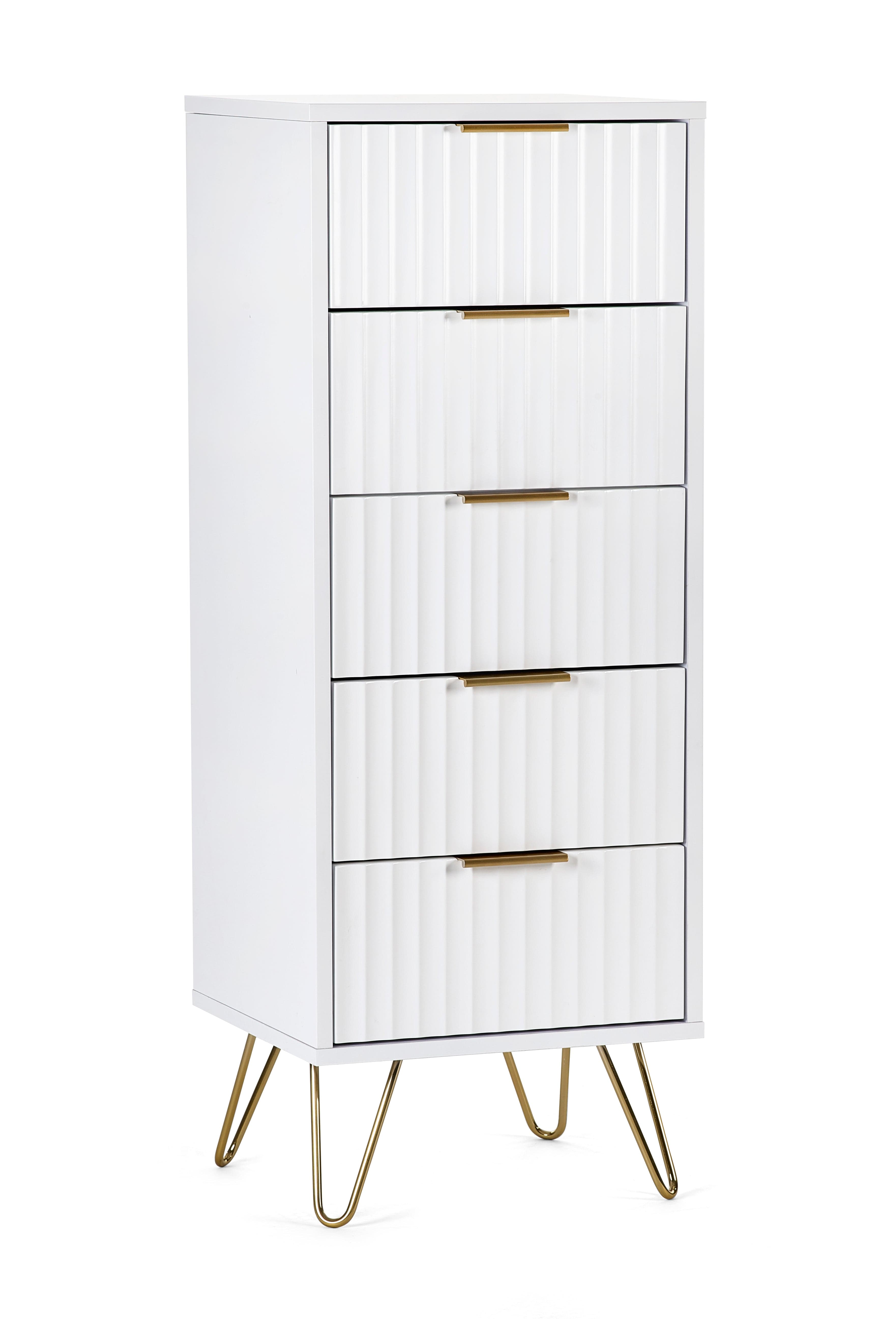 Julian Bowen Chest Of Drawers Murano 5 Drawer Tallboy - Matt White Bed Kings