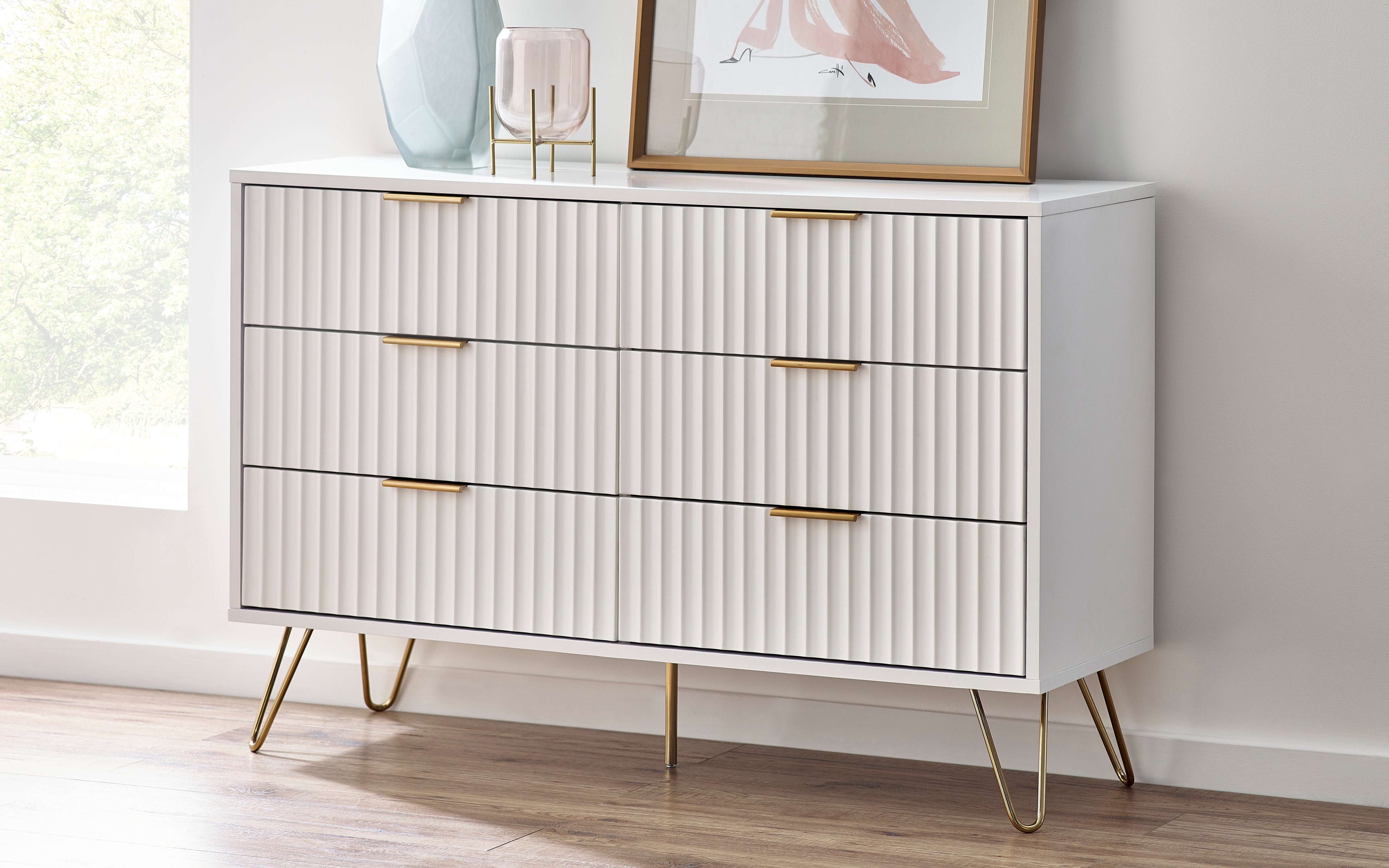 Julian Bowen Chest Of Drawers Murano 6 Drawer Chest - Matt White Bed Kings