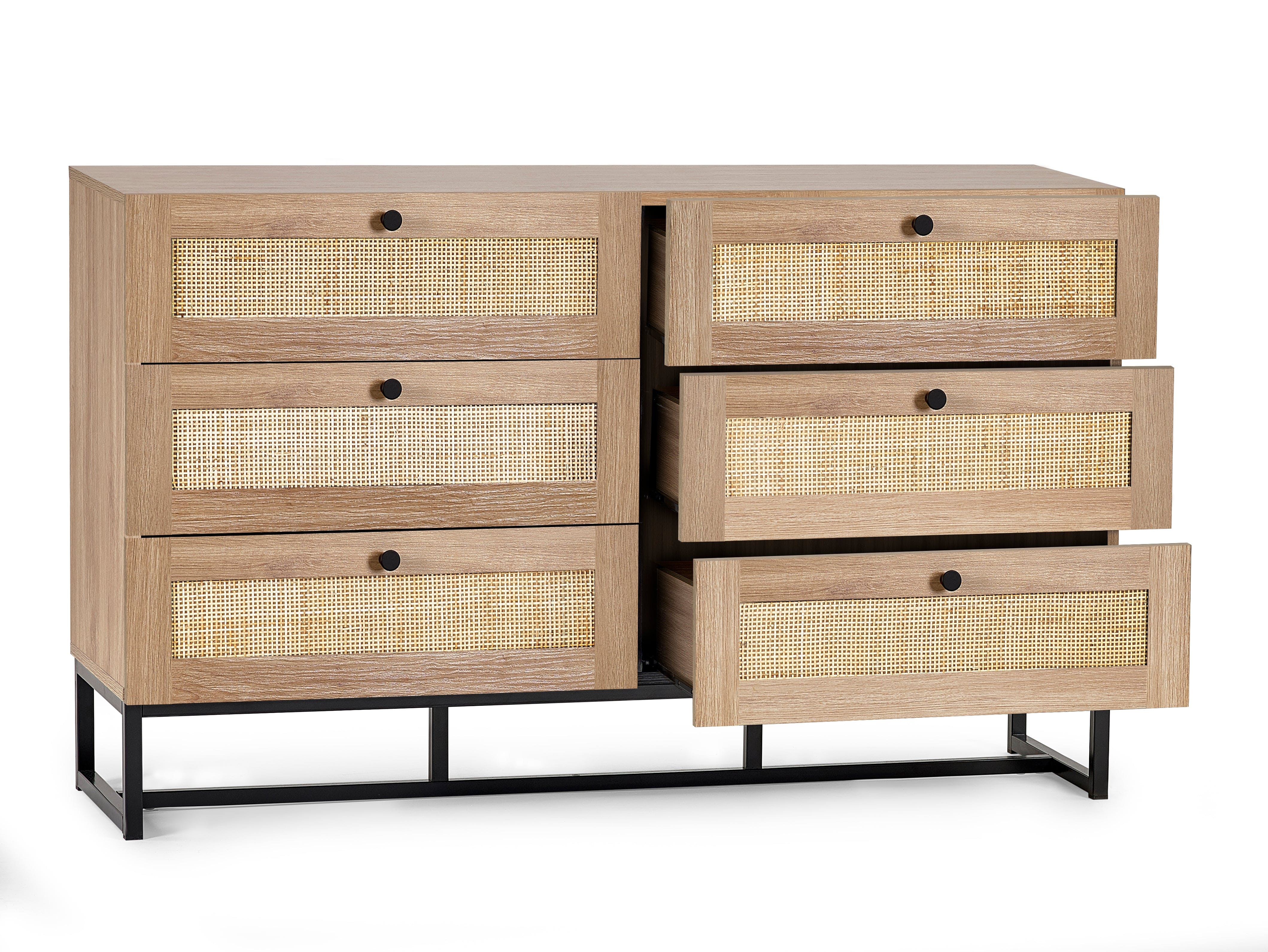 Julian Bowen Chest Of Drawers Padstow 6 Drawer Chest - Oak Bed Kings