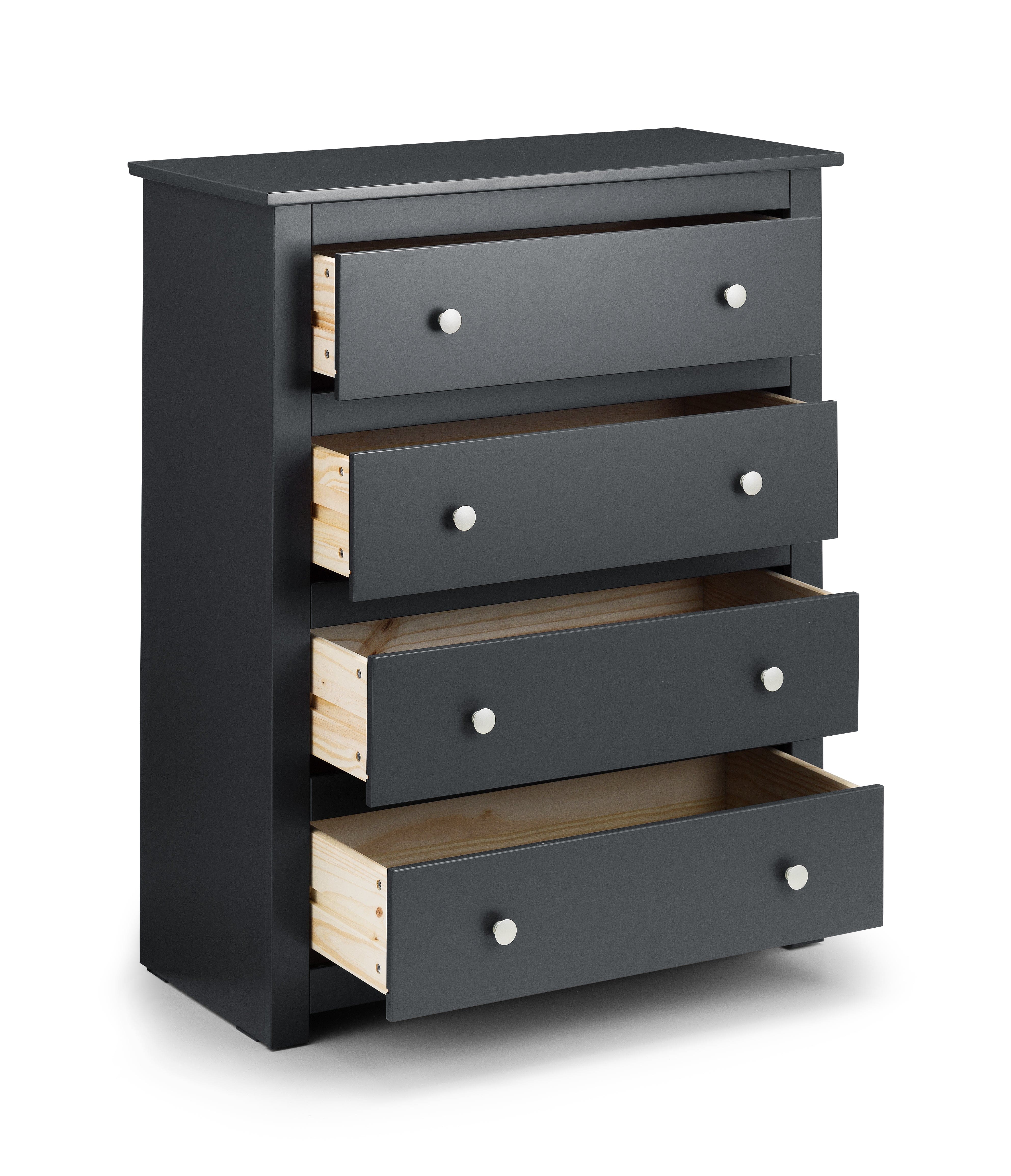 Julian Bowen Chest Of Drawers Radley 4 Drawer Chest - Anthracite Bed Kings