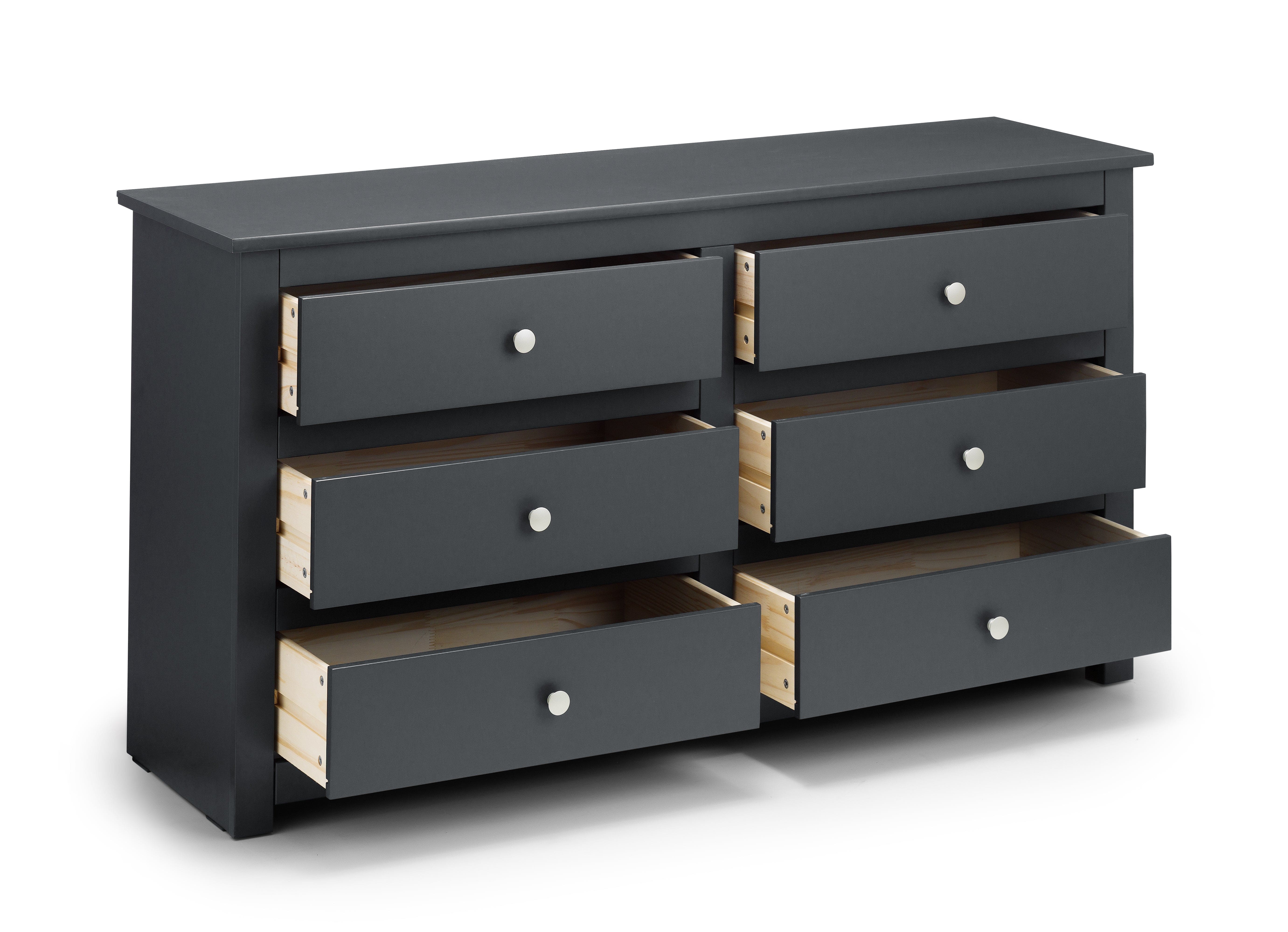 Julian Bowen Chest Of Drawers Radley 6 Drawer Chest - Anthracite Bed Kings