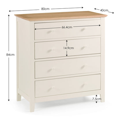 Julian Bowen Chest Of Drawers Salerno Shaker Ivory/Oak 4 Drawer Chest Bed Kings