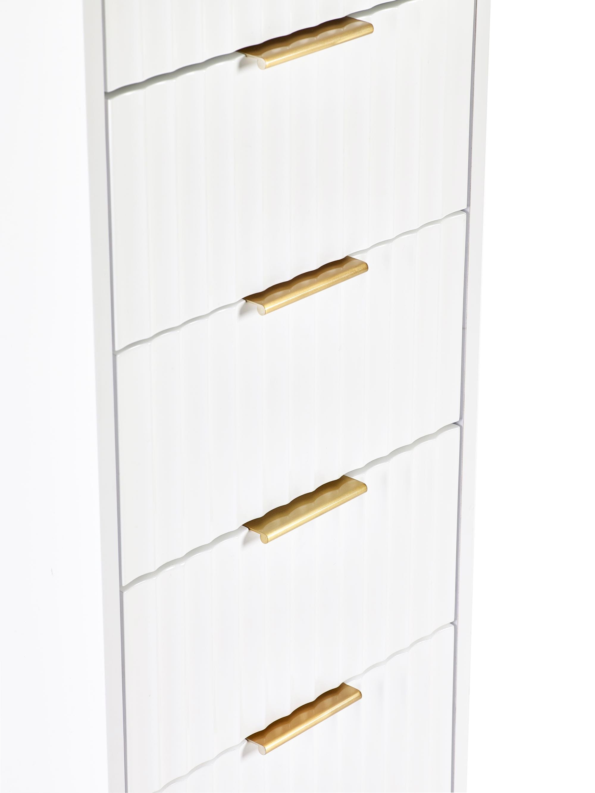 Julian Bowen Chest Of Drawers Single 90cm 3ft Murano 5 Drawer Tallboy - Matt White Bed Kings