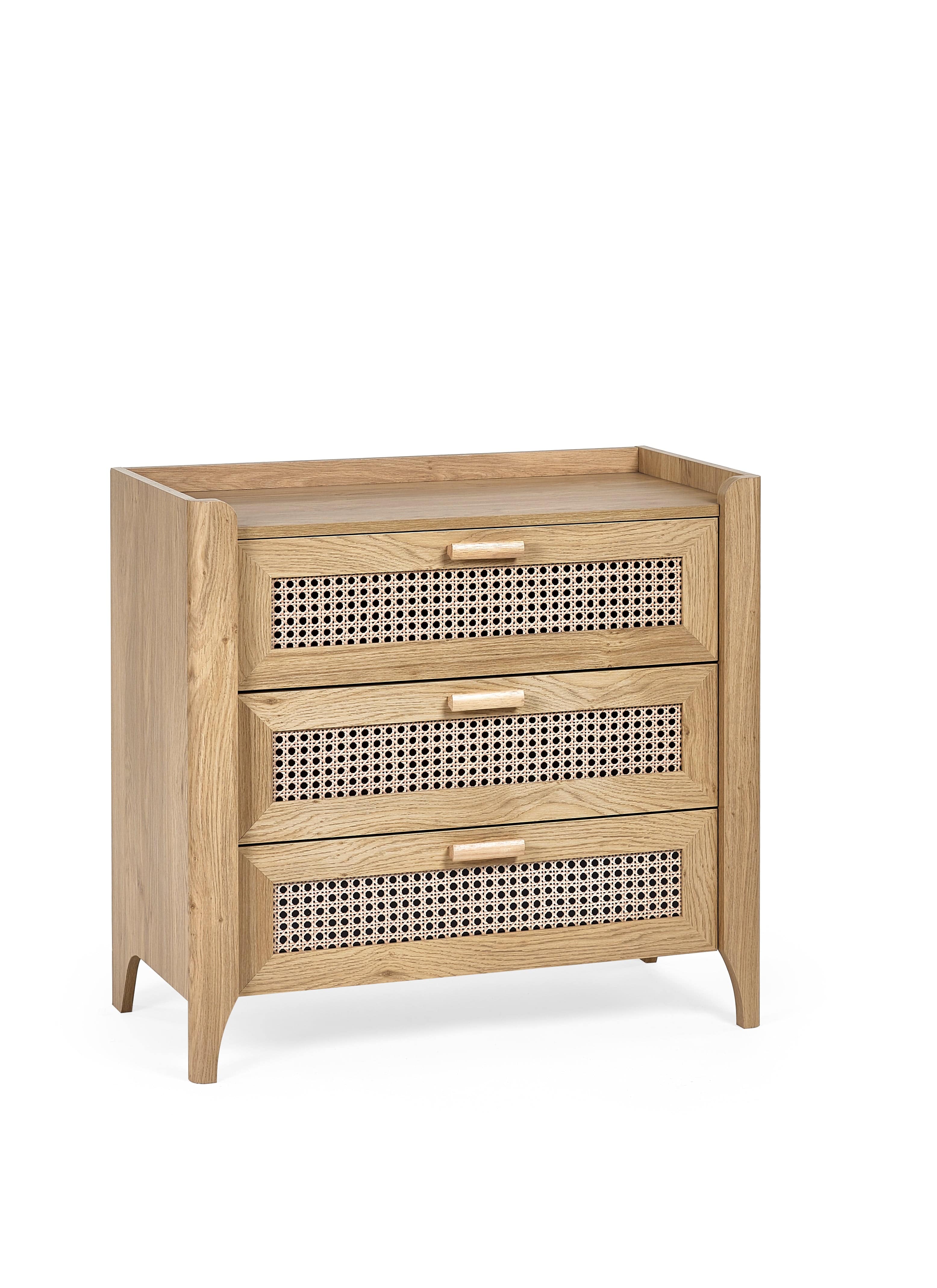 Julian Bowen Chest Of Drawers Sydney 3 Drawer Chest - Rattan Effect Bed Kings