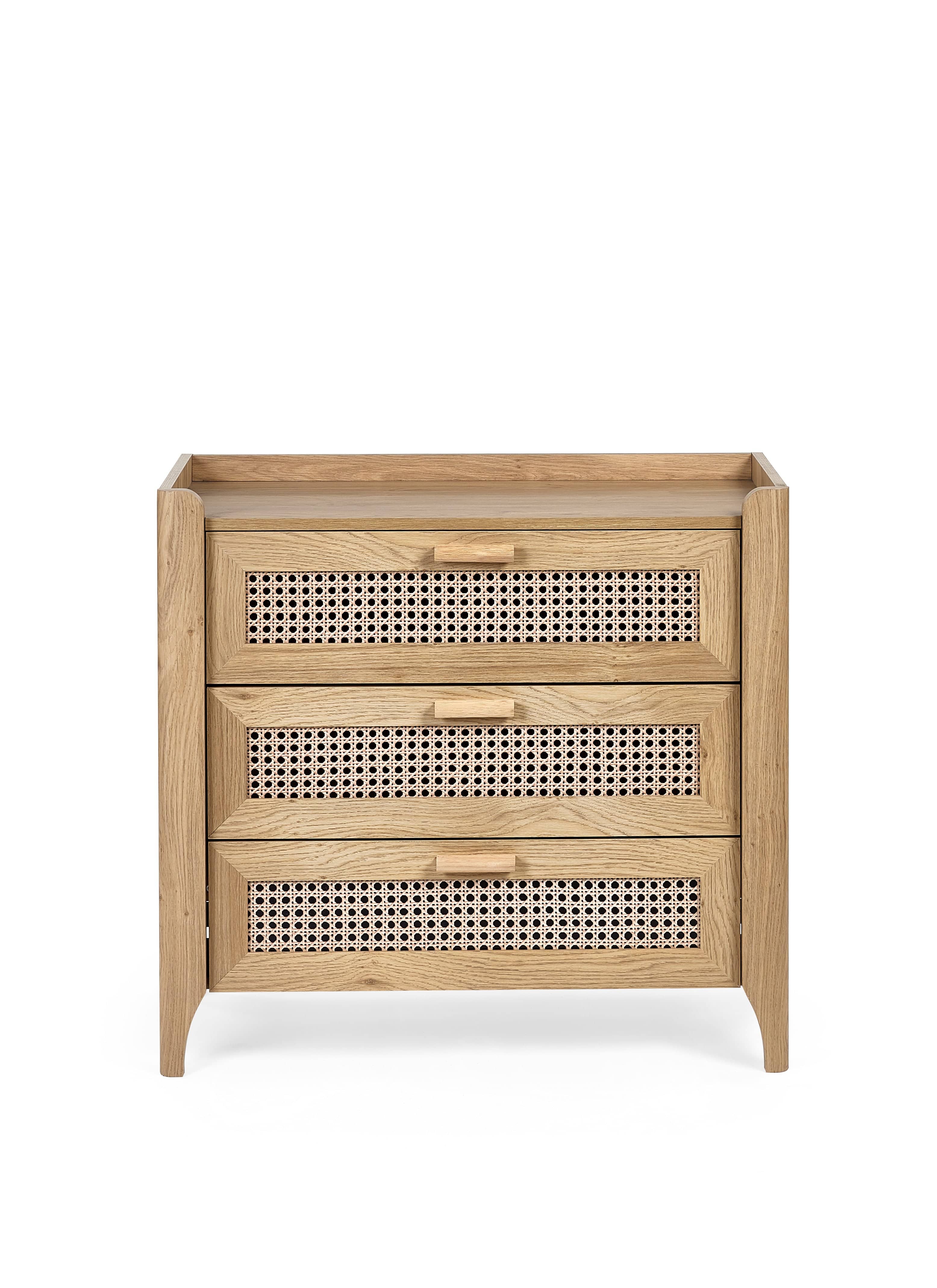 Julian Bowen Chest Of Drawers Sydney 3 Drawer Chest - Rattan Effect Bed Kings