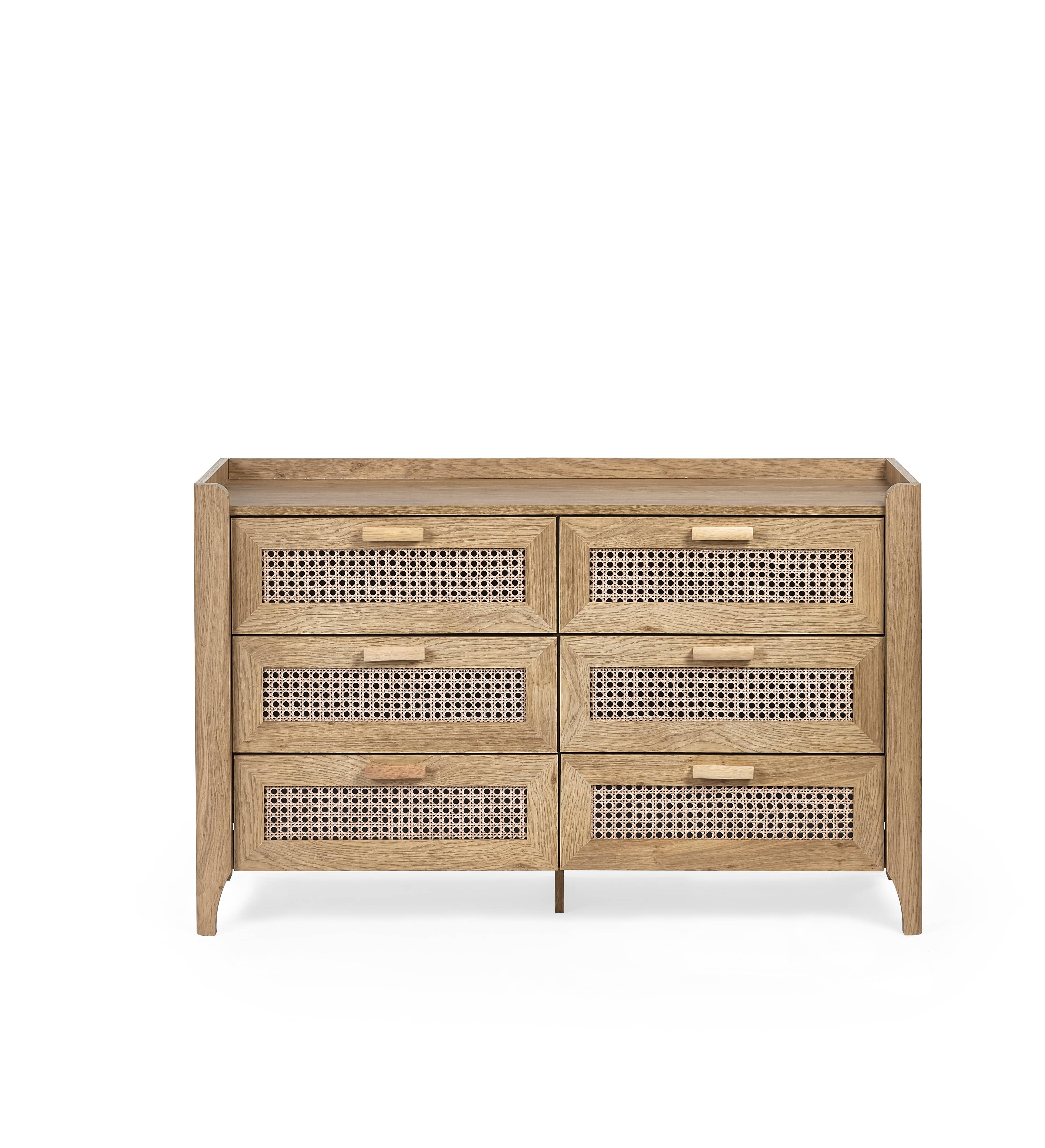 Julian Bowen Chest Of Drawers Sydney 6 Drawer Wide Chest - Rattan Effect Bed Kings