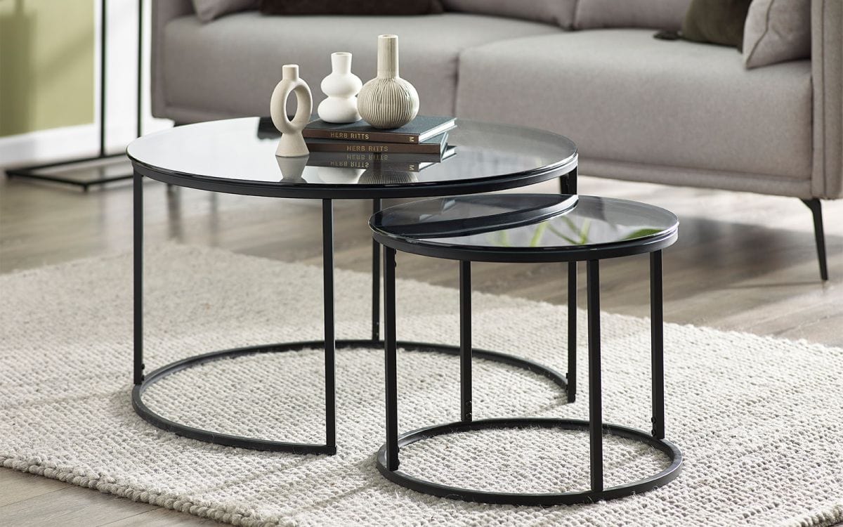 Chicago Round Nesting Coffee Tables Smoked Glass