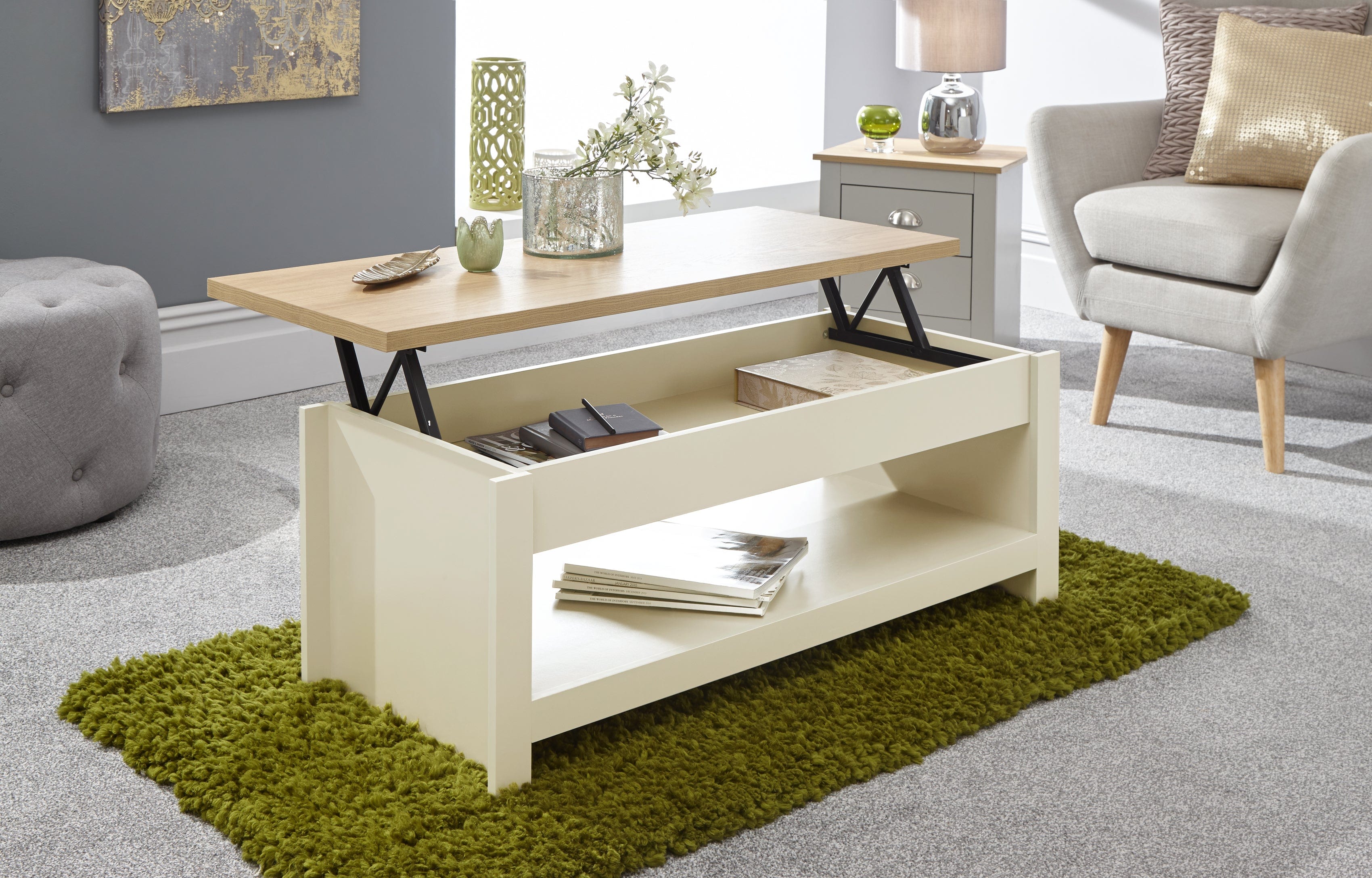 GFW Coffee Table Lancaster Lift Up Coffee Table Cream Bed Kings