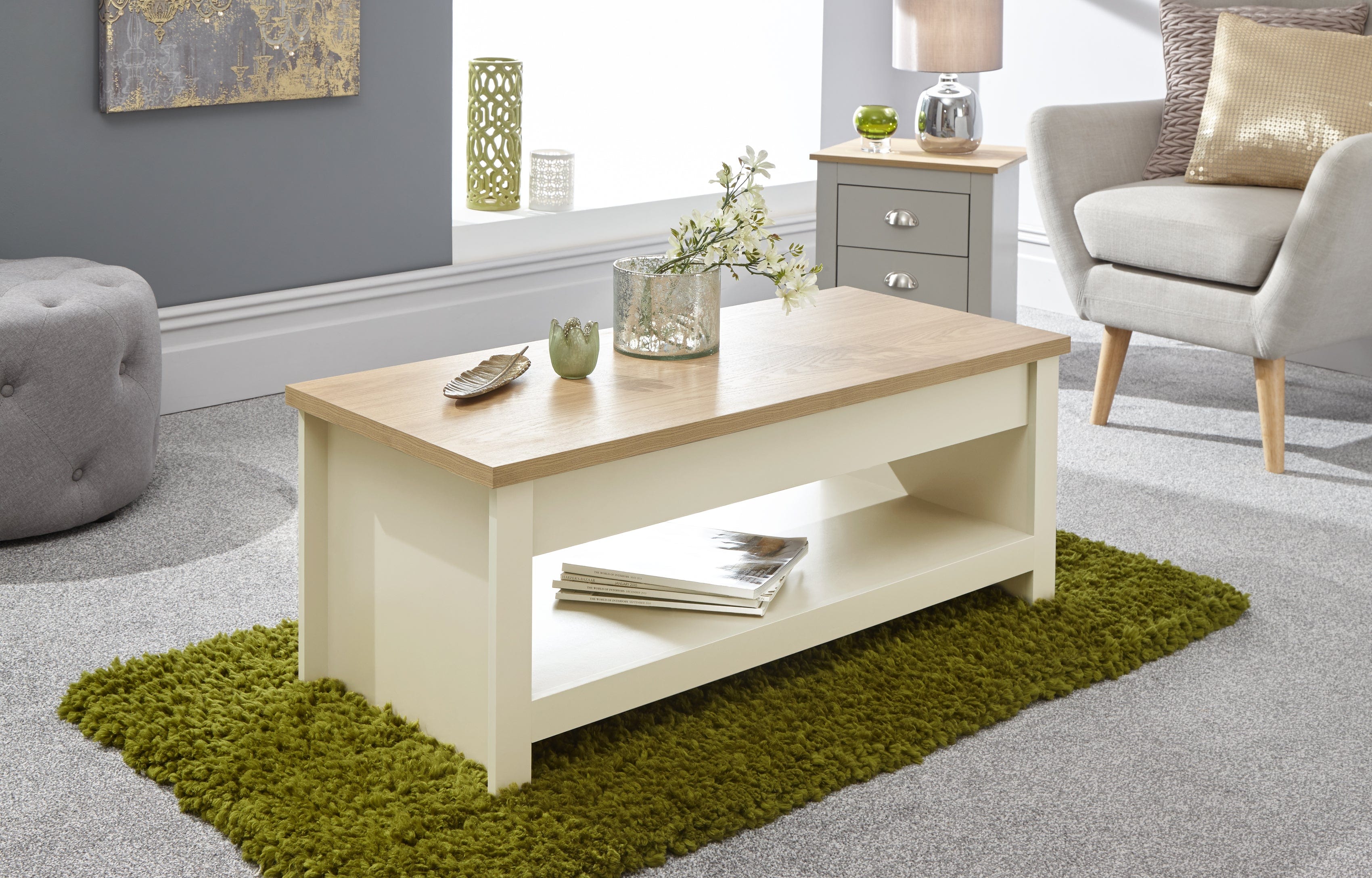 GFW Coffee Table Lancaster Lift Up Coffee Table Cream Bed Kings