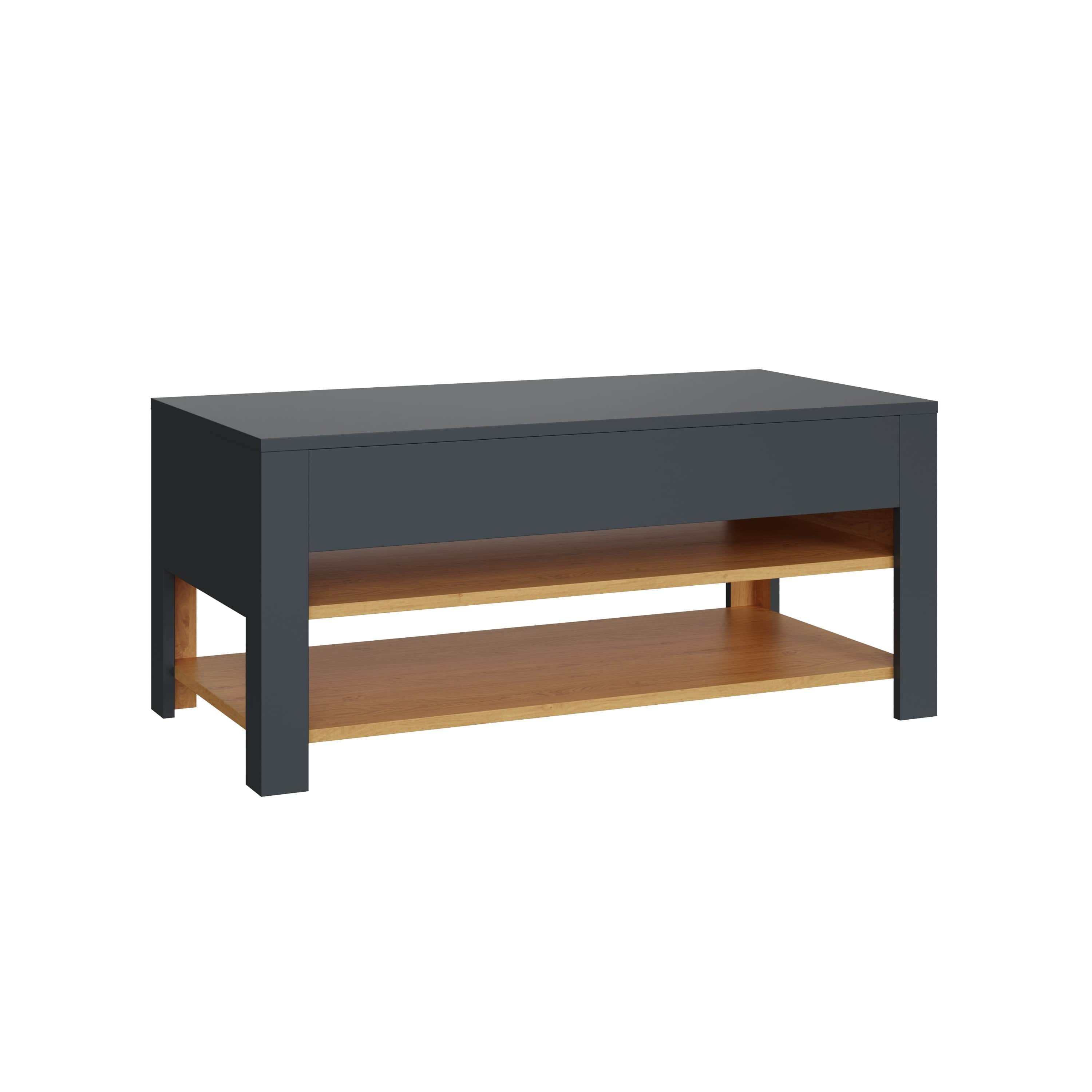 GFW Coffee Table Leon Coffee Table With LED Anthracite/Oak Bed Kings