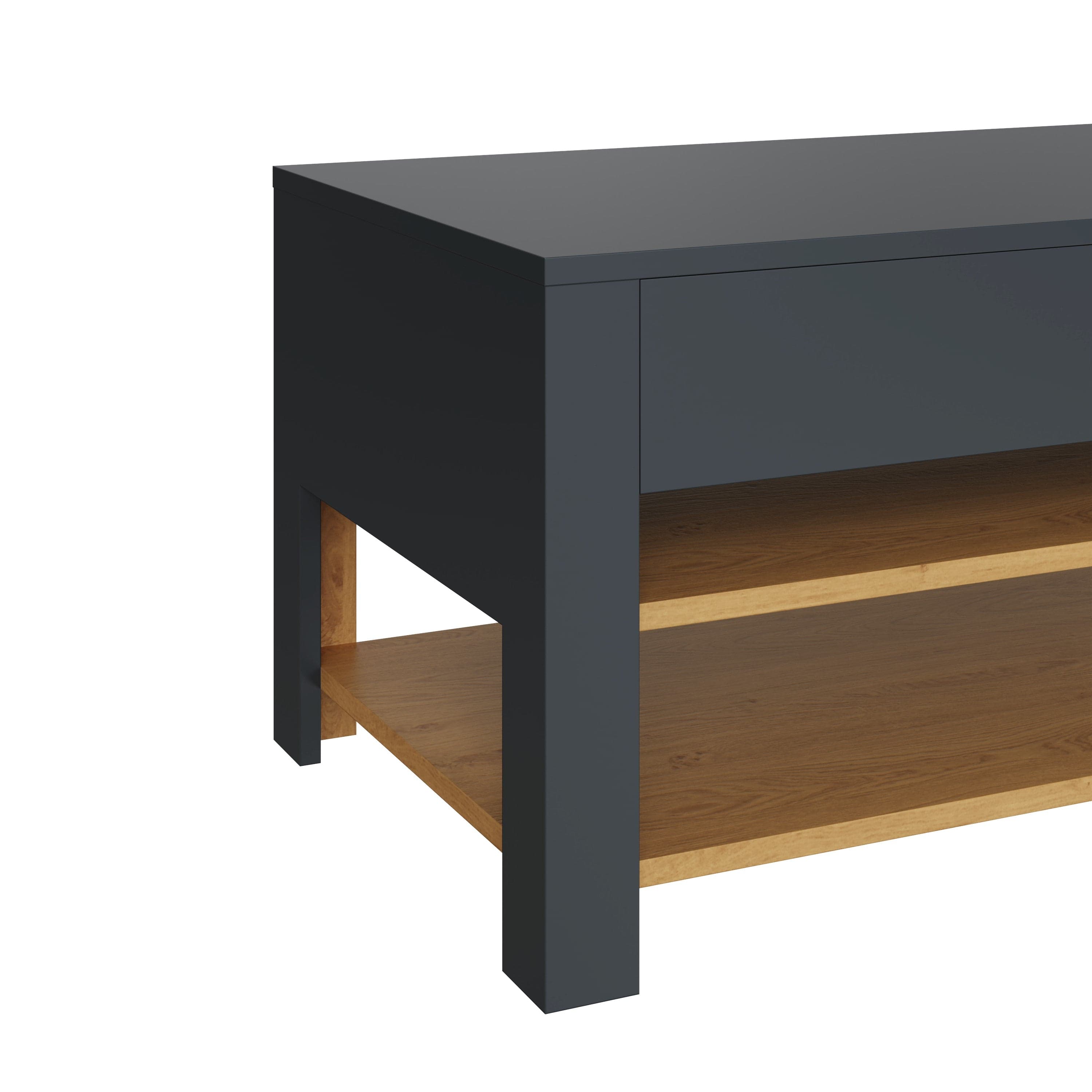 GFW Coffee Table Leon Coffee Table With LED Anthracite/Oak Bed Kings