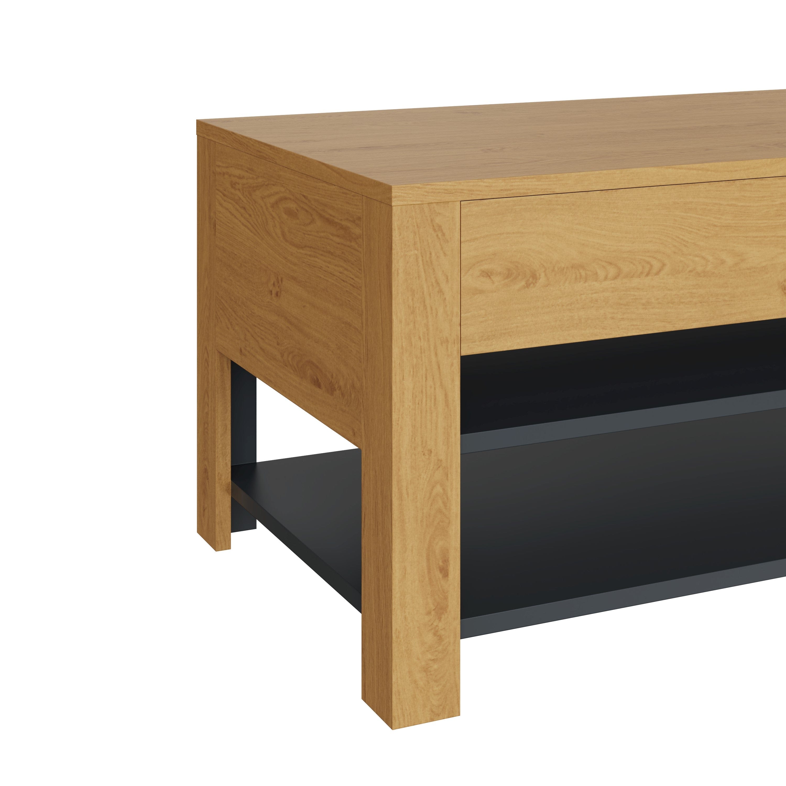 GFW Coffee Table Leon Coffee Table With LED Oak/Anthracite Bed Kings