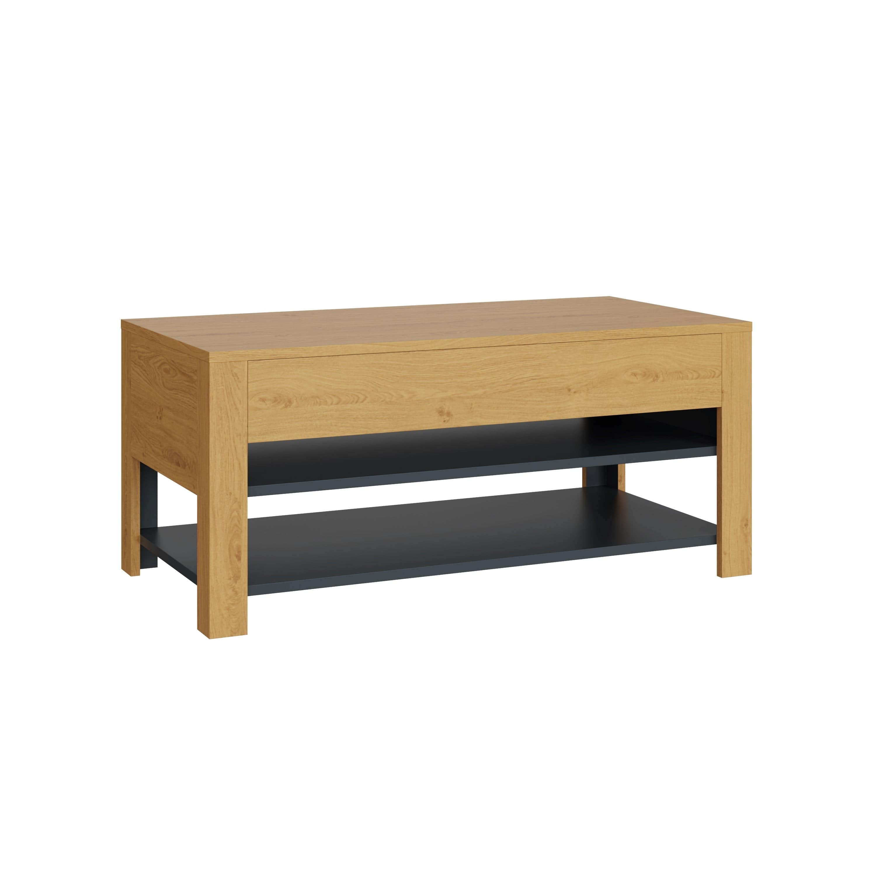 GFW Coffee Table Leon Coffee Table With LED Oak/Anthracite Bed Kings