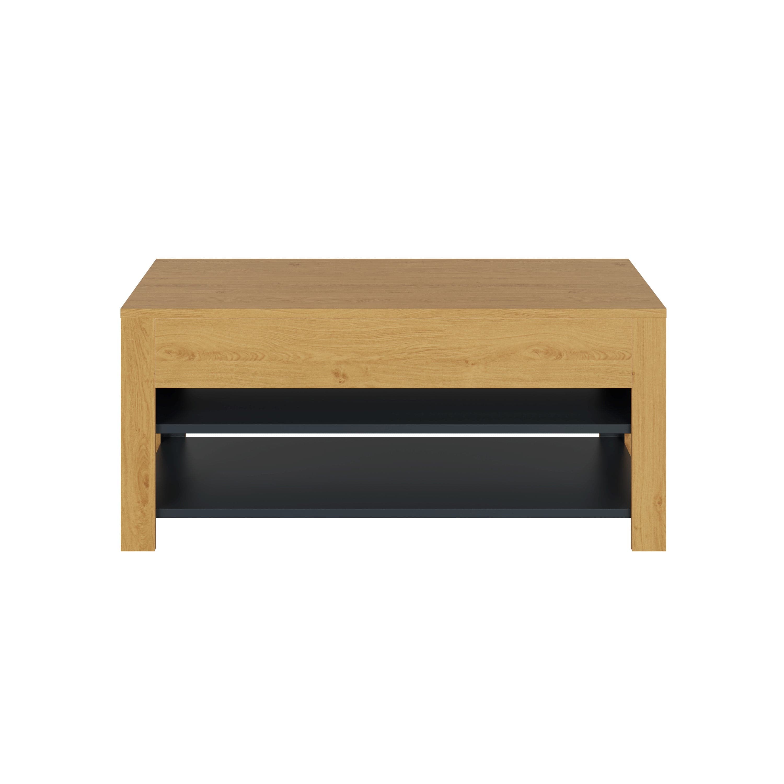 GFW Coffee Table Leon Coffee Table With LED Oak/Anthracite Bed Kings