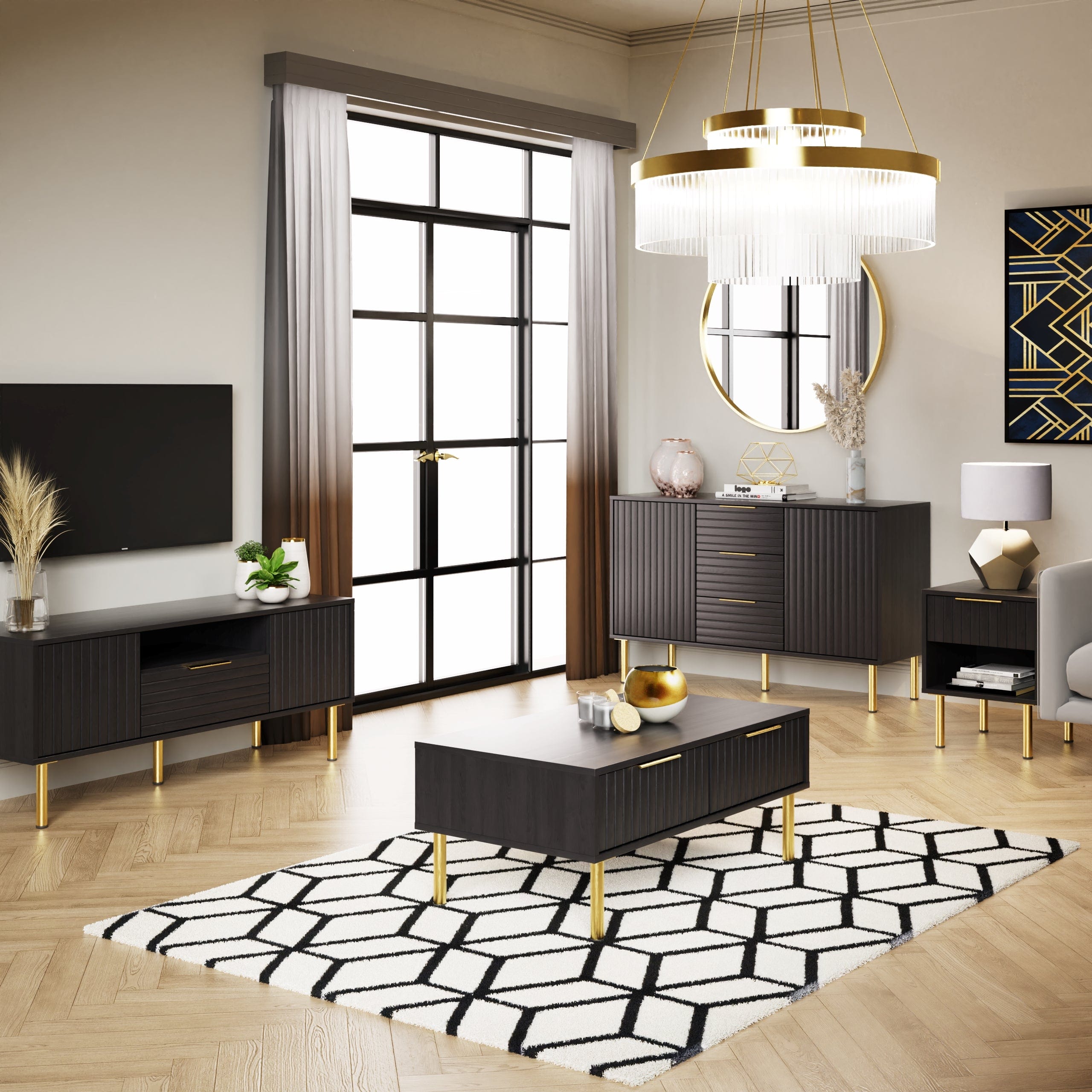 GFW Coffee Table Nervata Coffee Table Black Bed Kings
