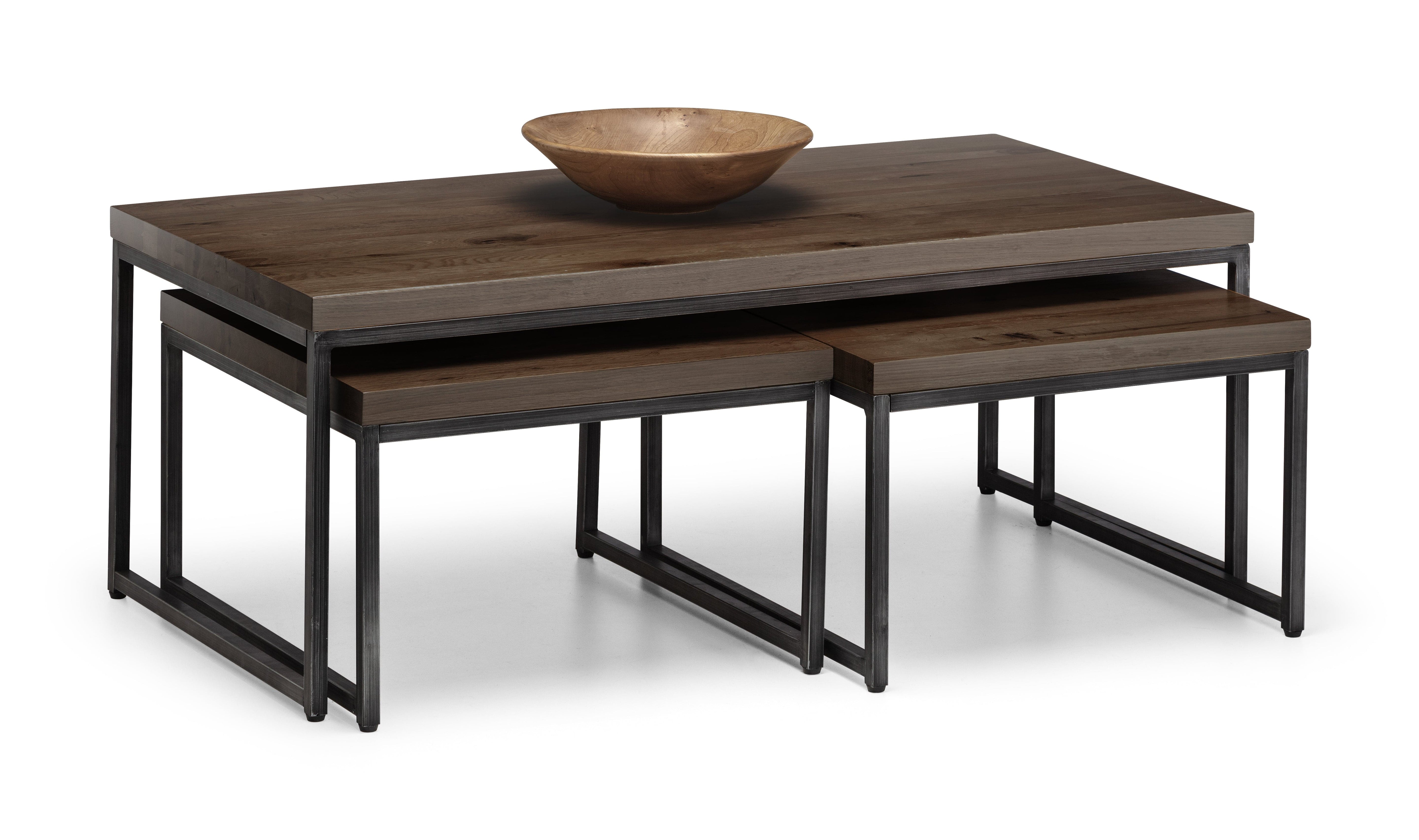 Julian Bowen Coffee Table Brooklyn Nesting Coffee Tables - Dark Oak Bed Kings