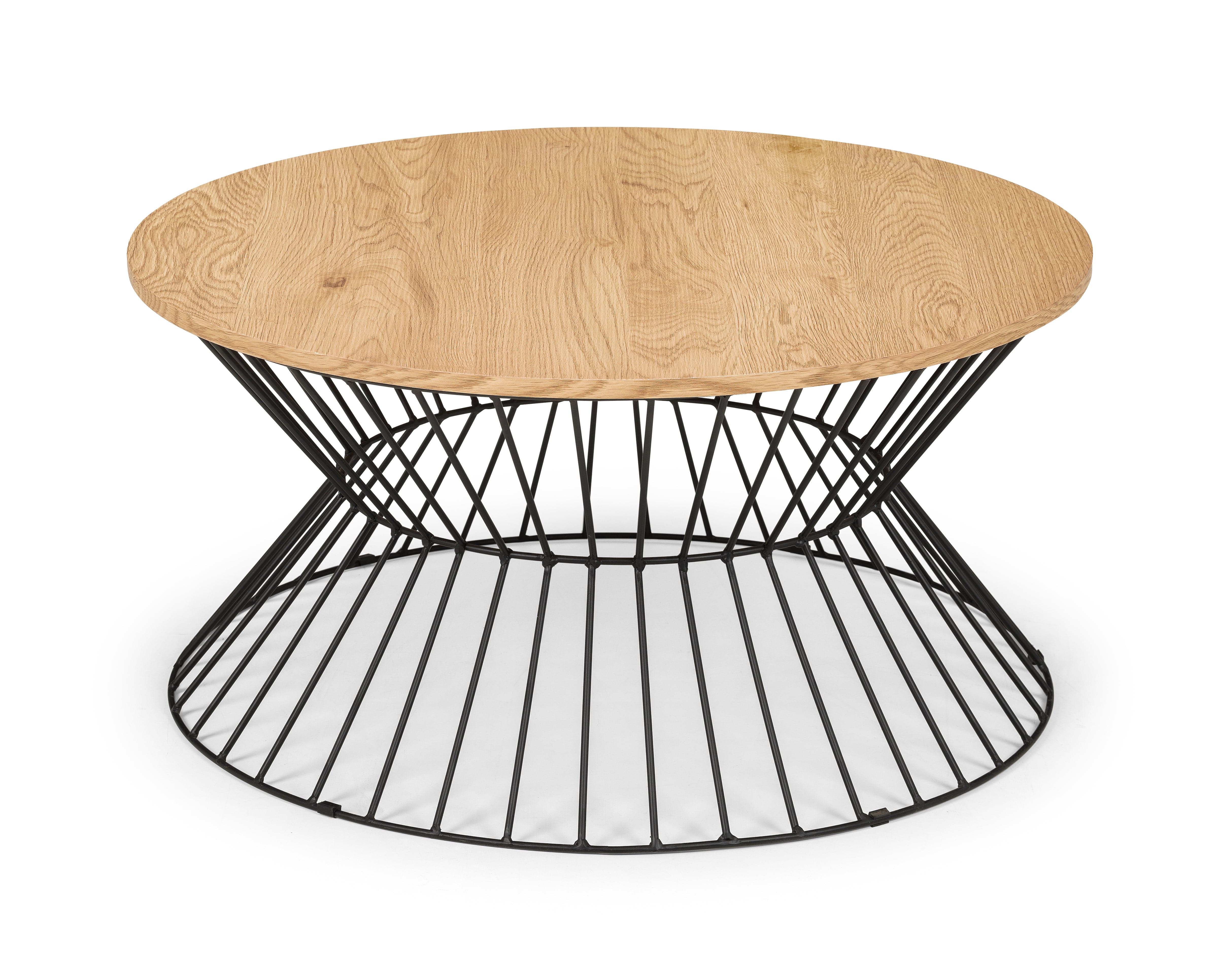 Julian Bowen Coffee Table Jersey Round Wire Coffee Table - Euro Oak Bed Kings