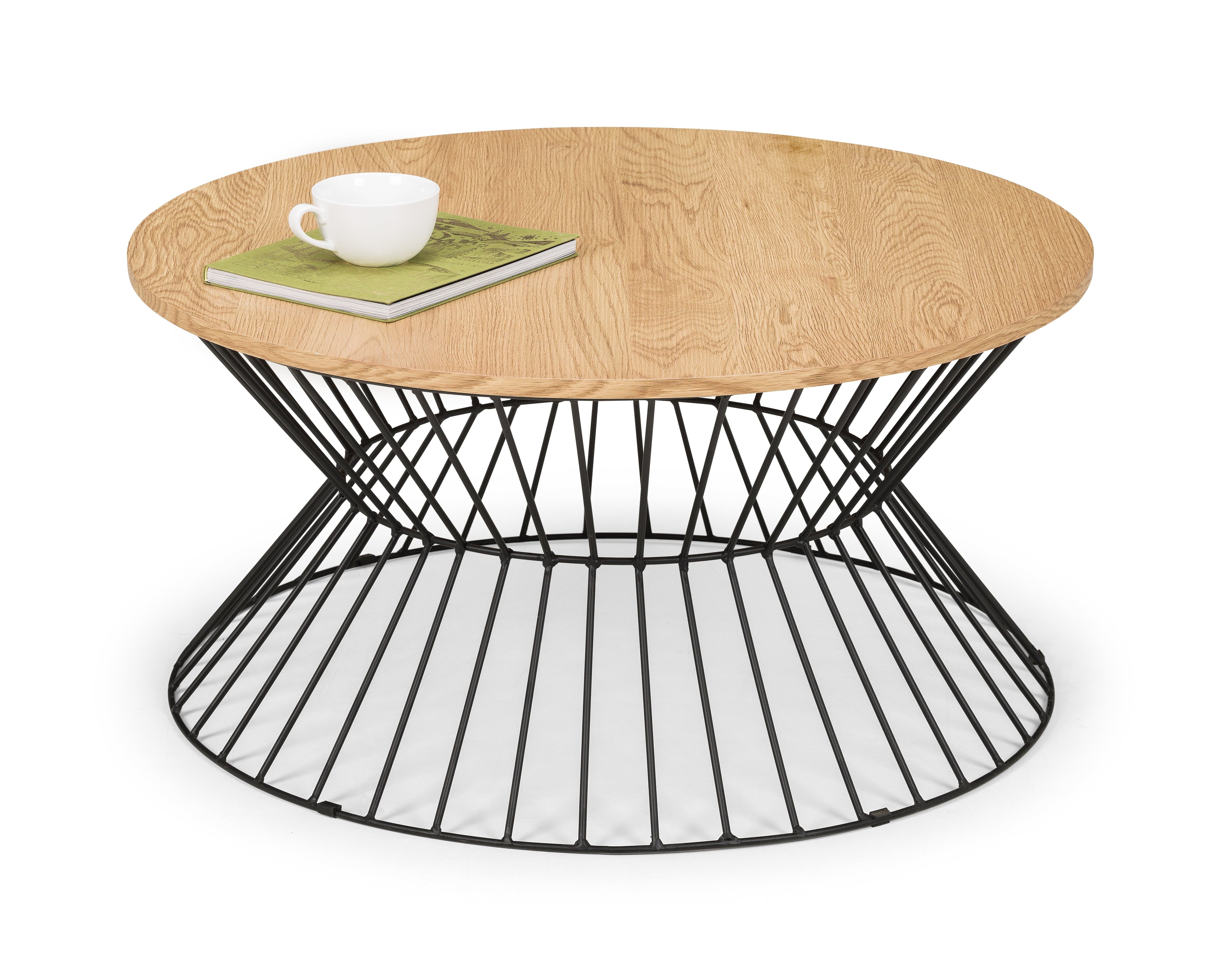 Julian Bowen Coffee Table Jersey Round Wire Coffee Table - Euro Oak Bed Kings