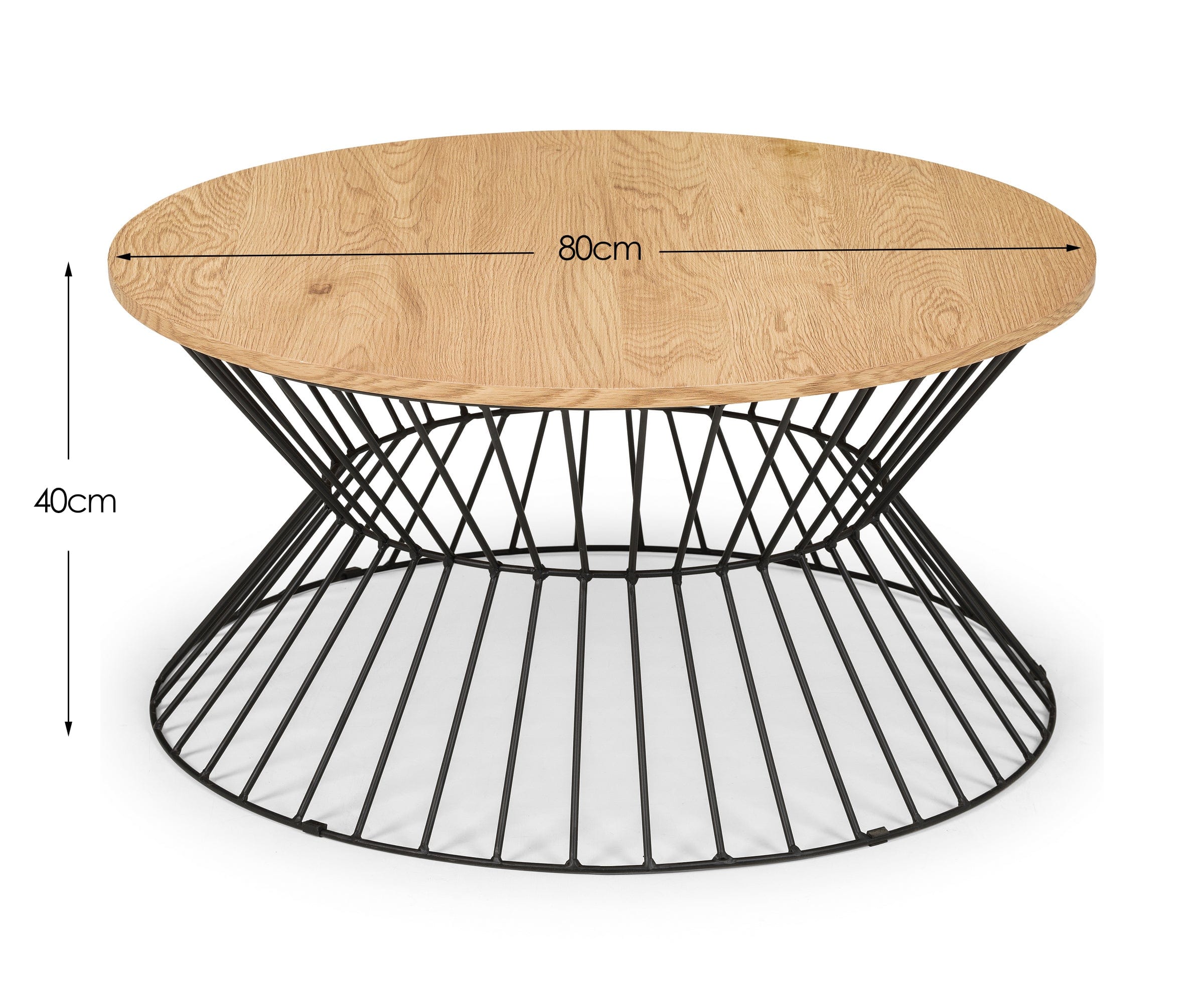 Julian Bowen Coffee Table Jersey Round Wire Coffee Table - Euro Oak Bed Kings