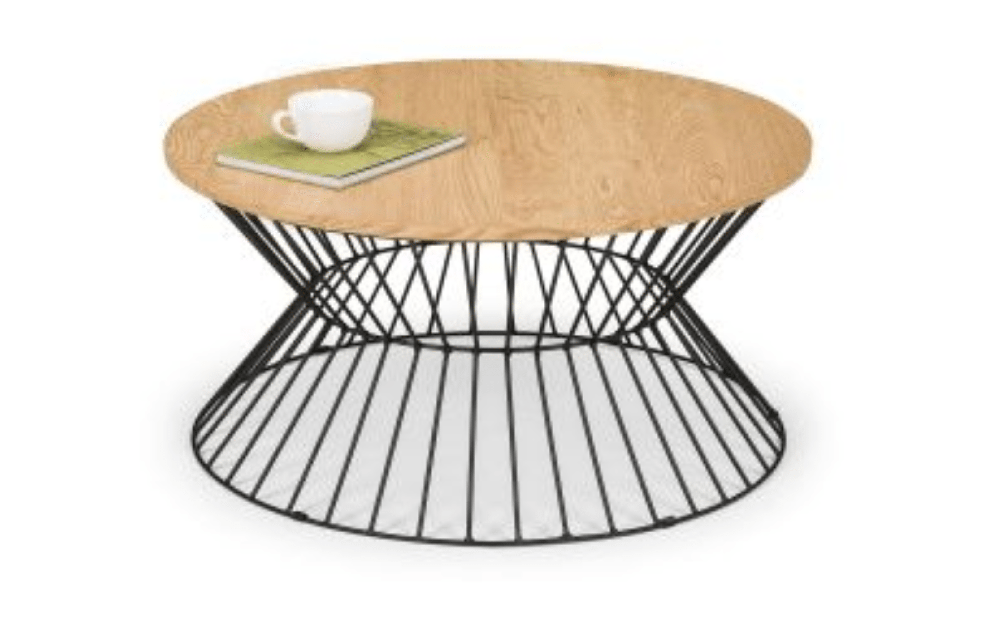 Julian Bowen Coffee Table Jersey Round Wire Coffee Table - Euro Oak Bed Kings