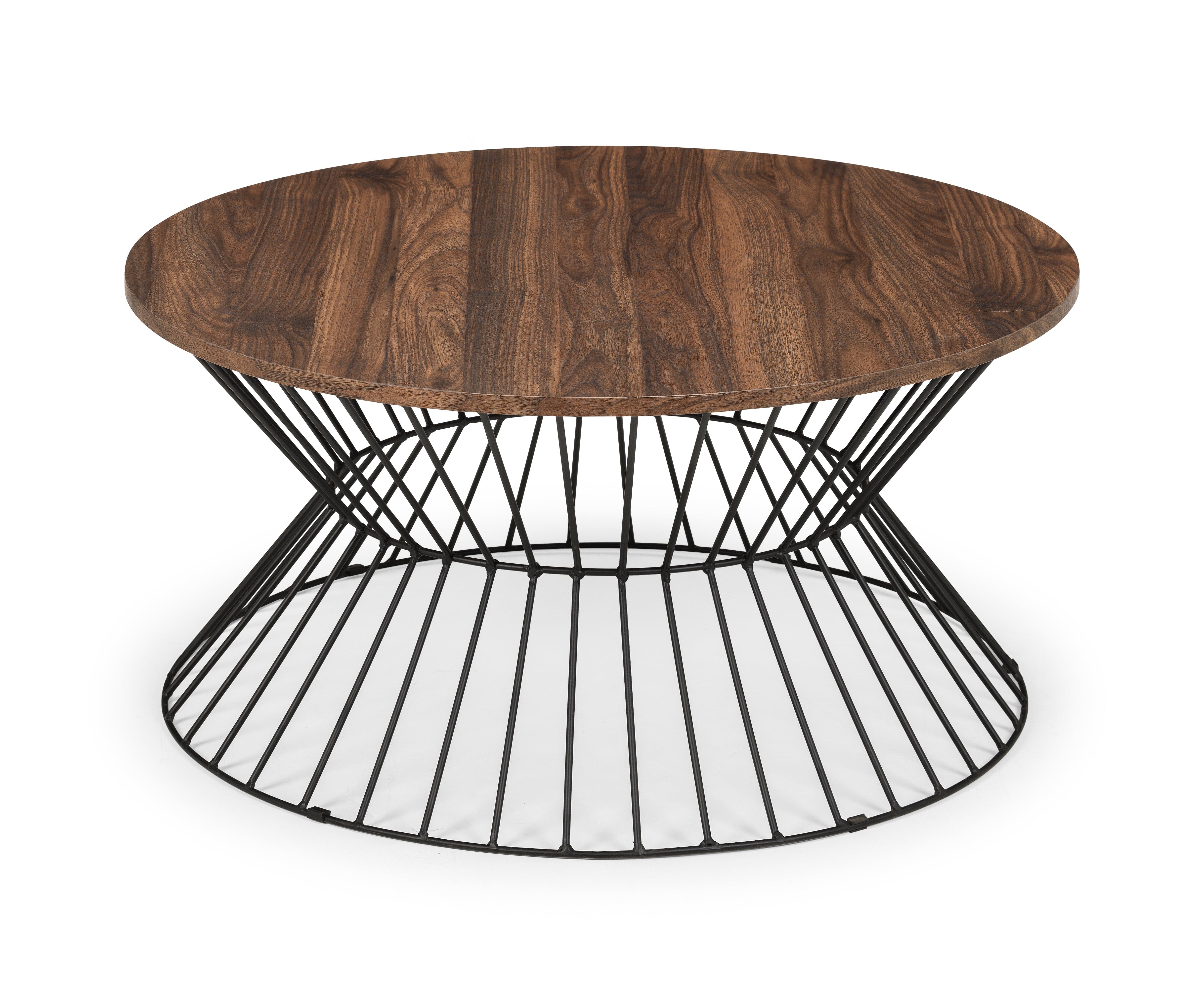 Julian Bowen Coffee Table Jersey Round Wire Coffee Table - Walnut Bed Kings