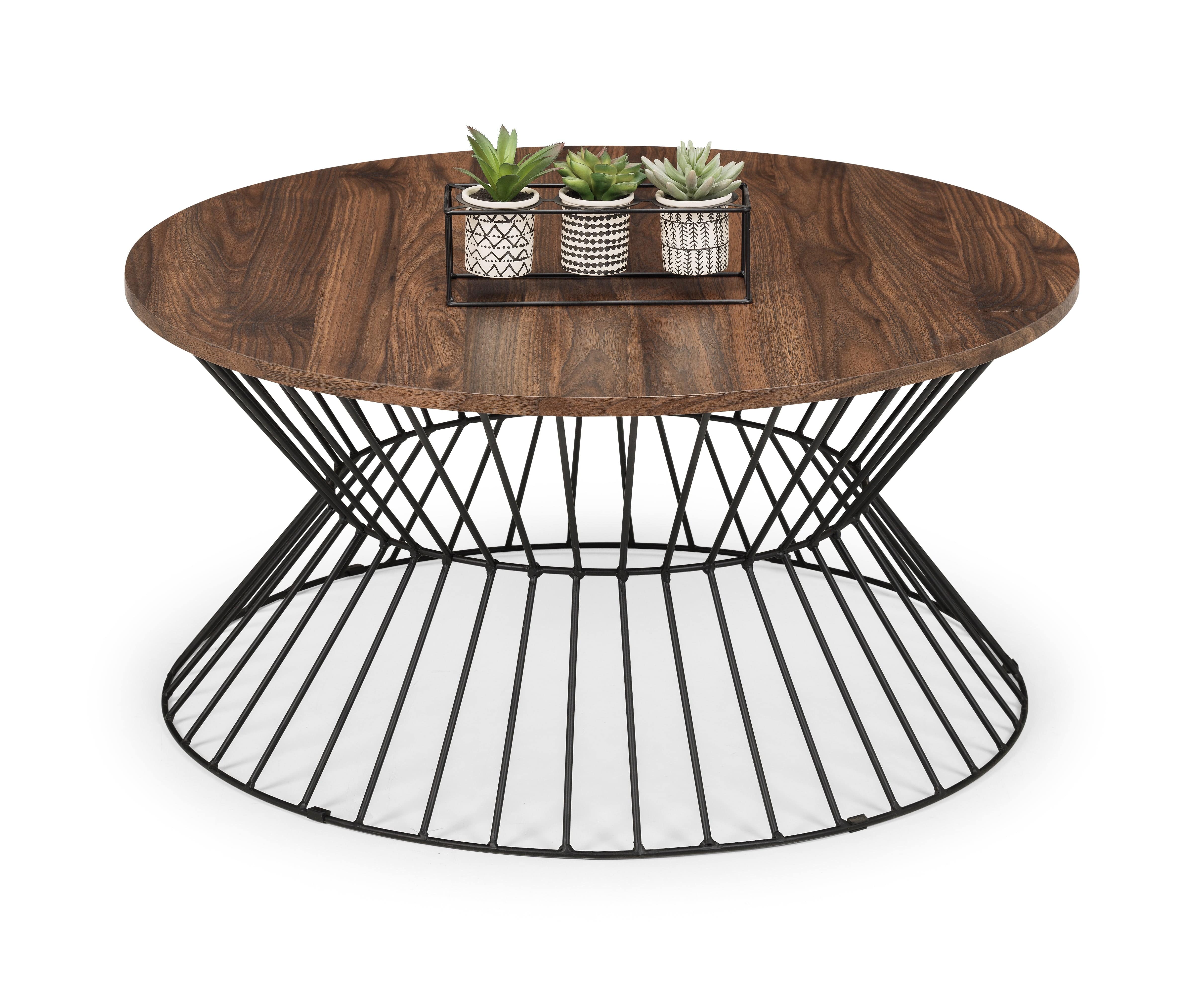 Julian Bowen Coffee Table Jersey Round Wire Coffee Table - Walnut Bed Kings