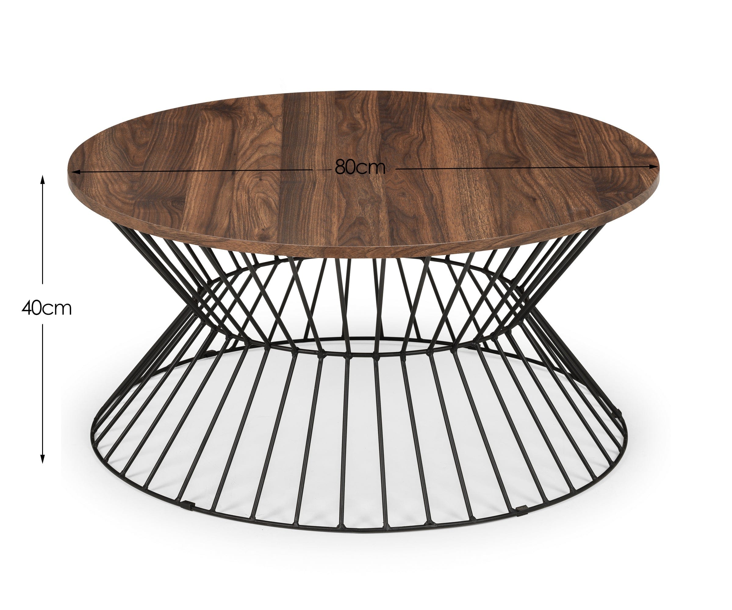 Julian Bowen Coffee Table Jersey Round Wire Coffee Table - Walnut Bed Kings