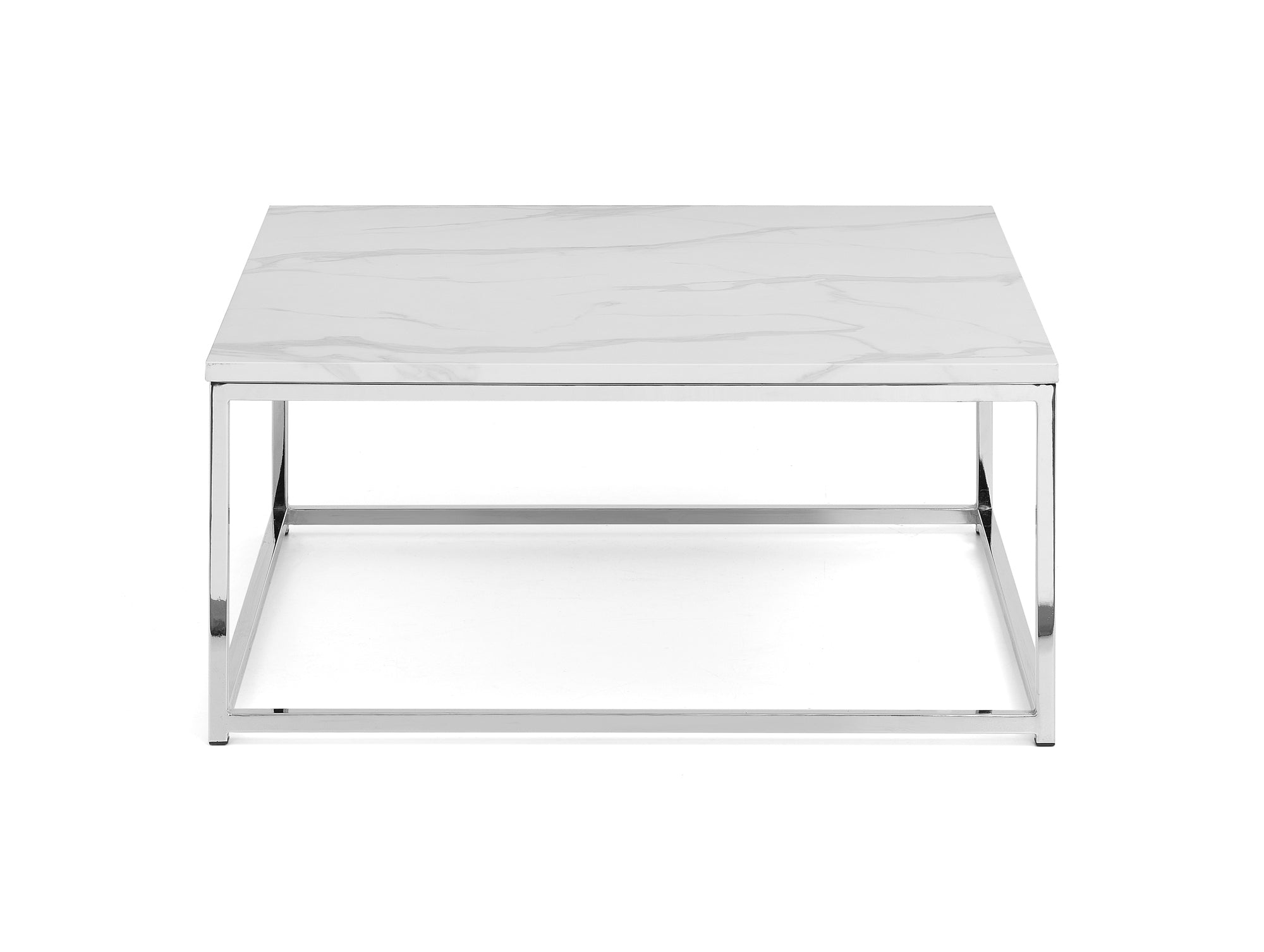 Julian Bowen Coffee Table Scala Marble Top Coffee Table - Chrome & White Marble Bed Kings