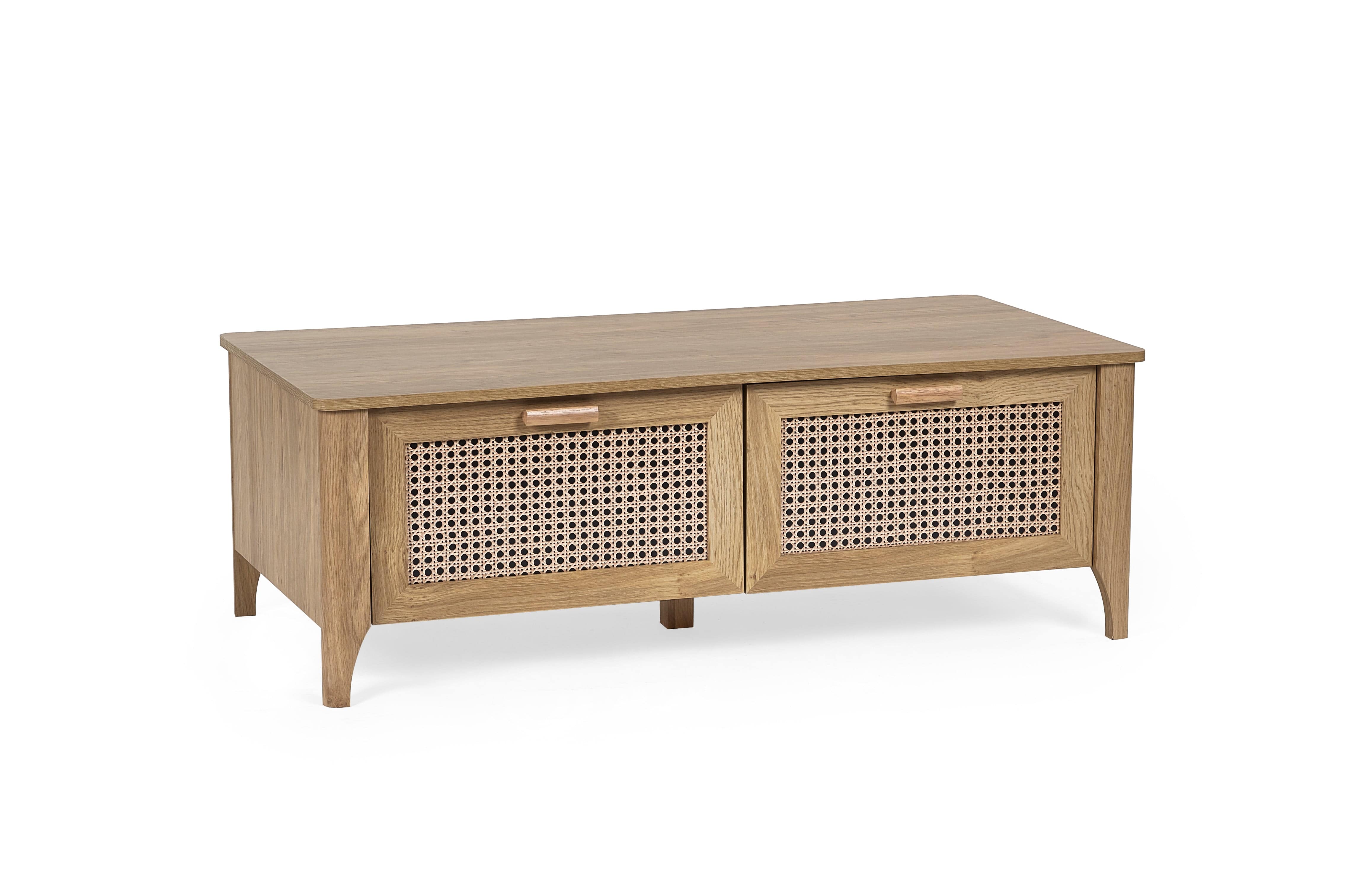 Julian Bowen Coffee Table Sydney 2 Drawer Coffee Table - Rattan Effect Bed Kings