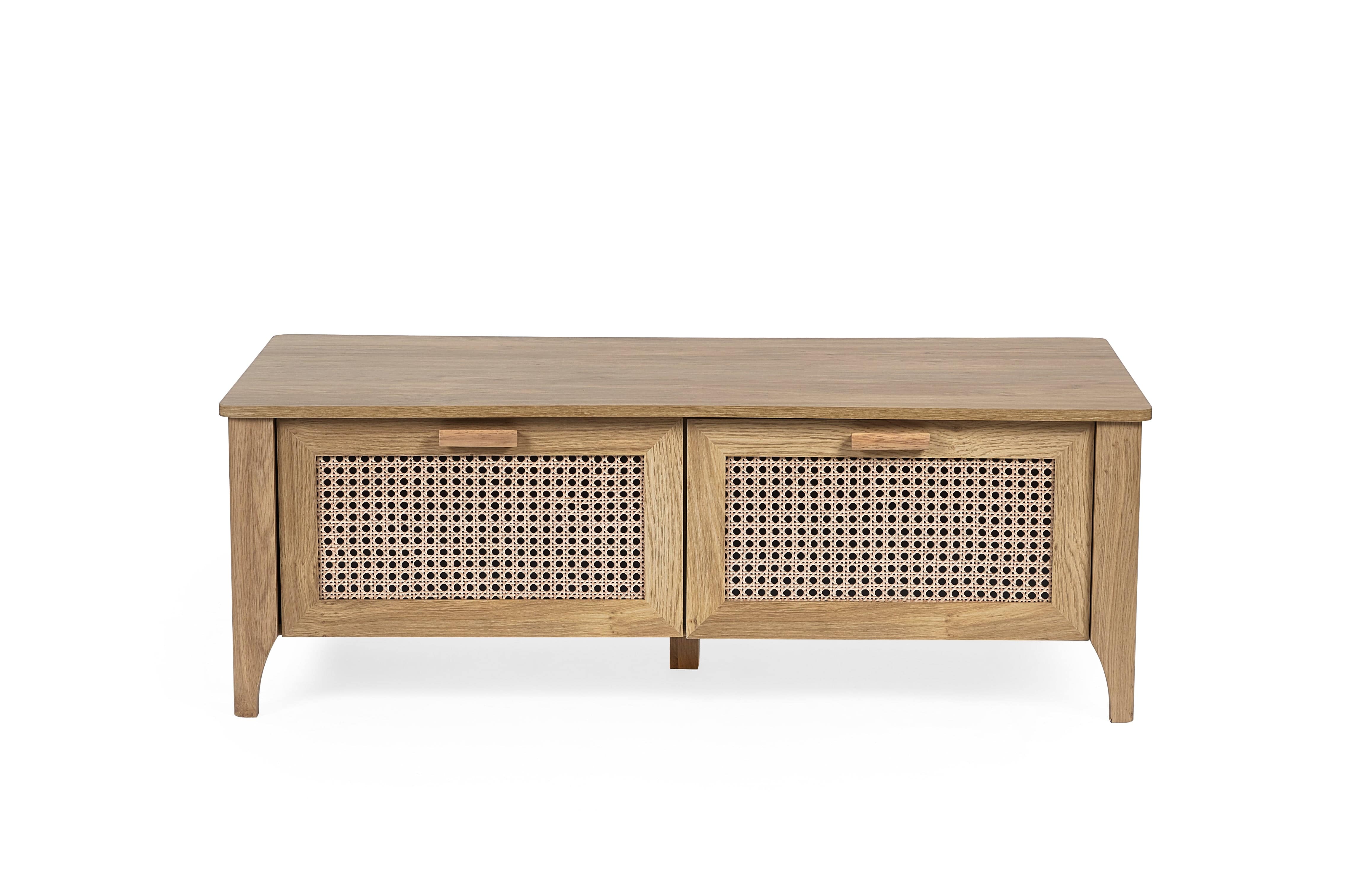 Julian Bowen Coffee Table Sydney 2 Drawer Coffee Table - Rattan Effect Bed Kings