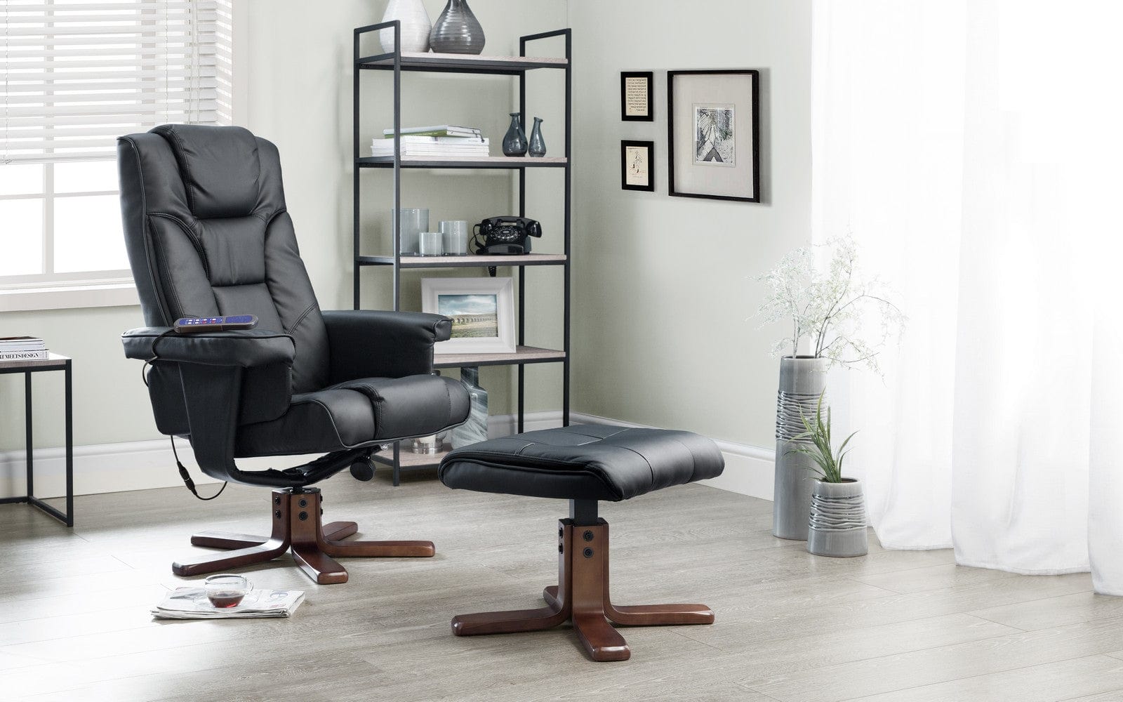 Malmo Massage Recliner & Stool Black