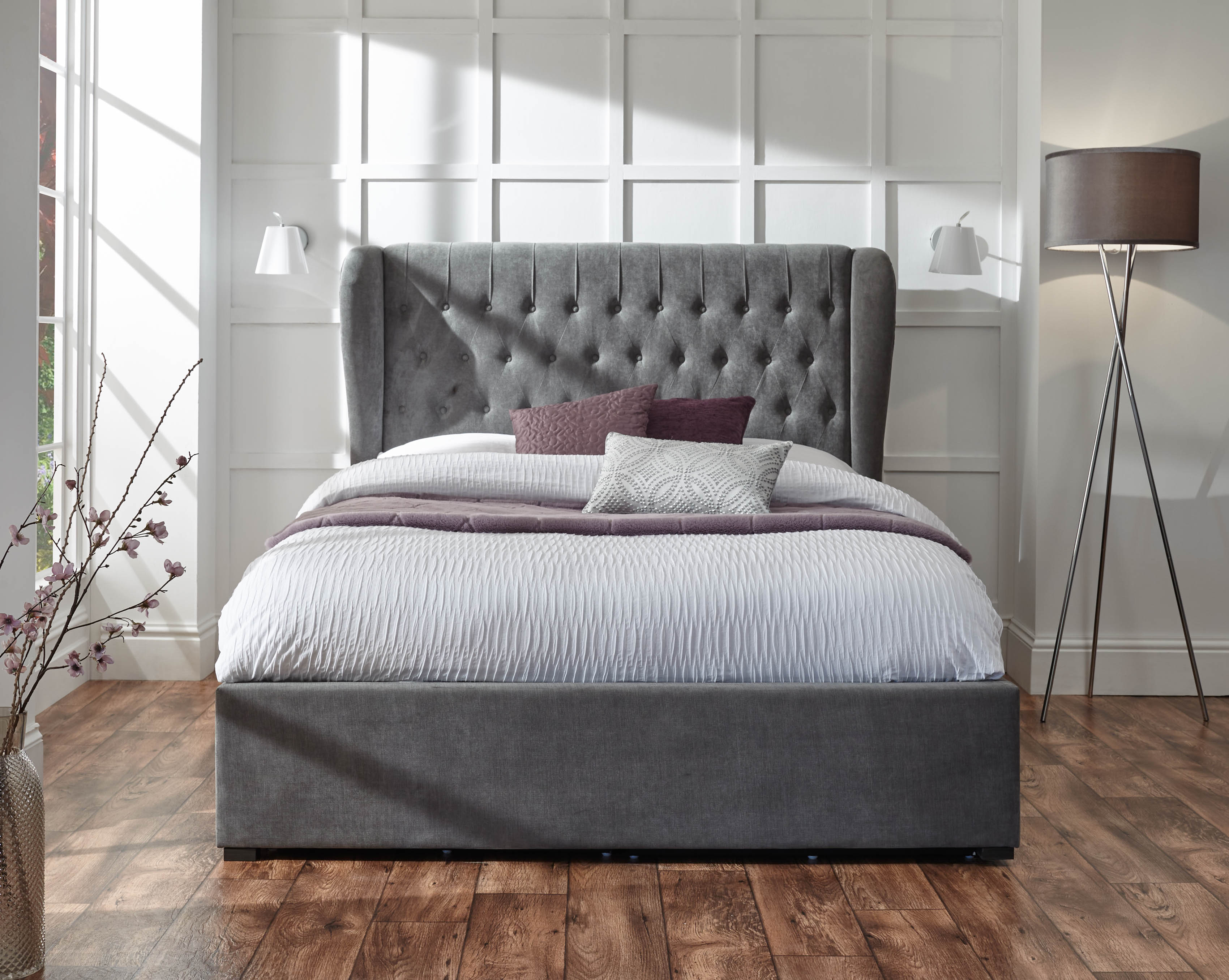 Dakota Ottoman Bed With Solid Base Grace Pewter