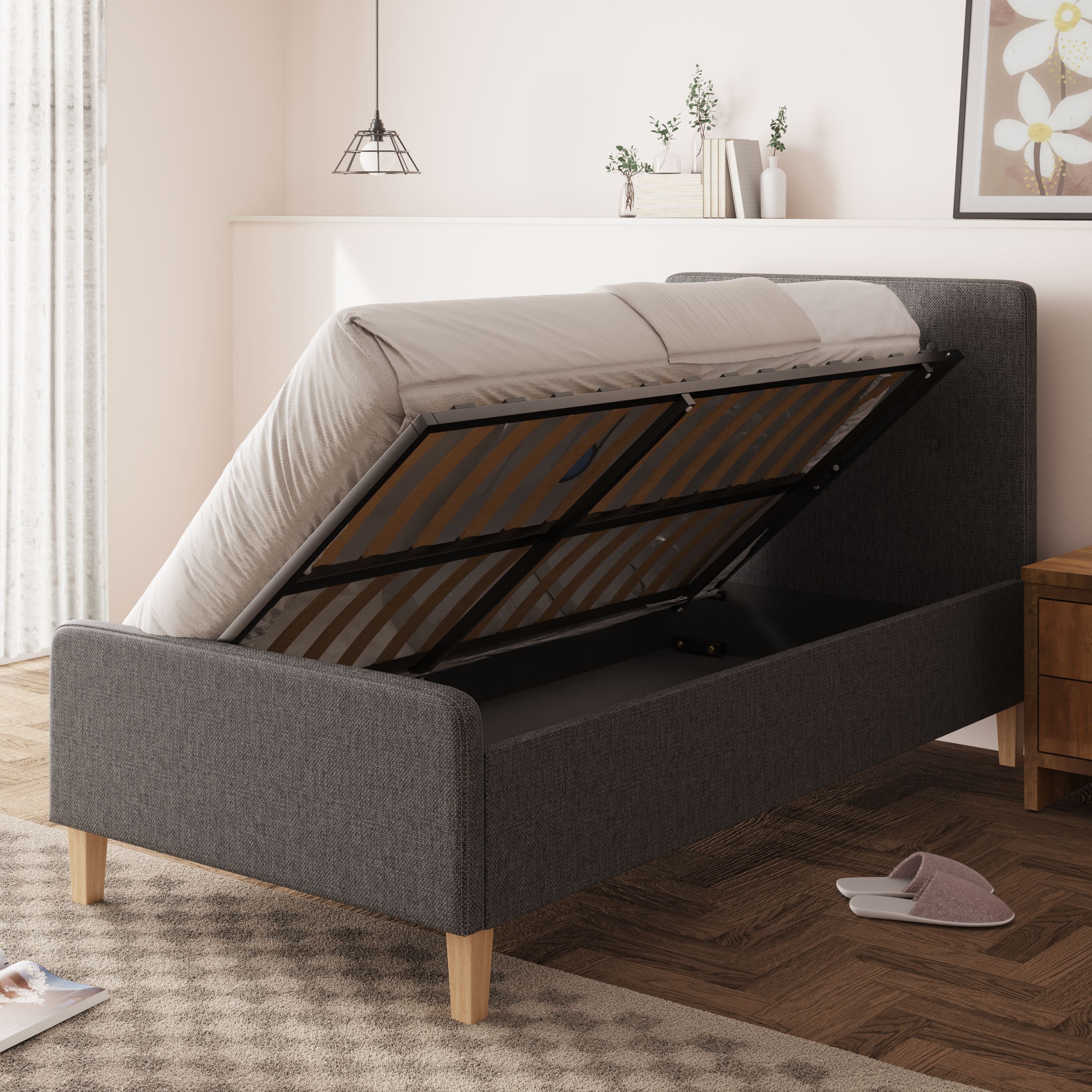 Ashbourne Ottoman Bed Dark Grey