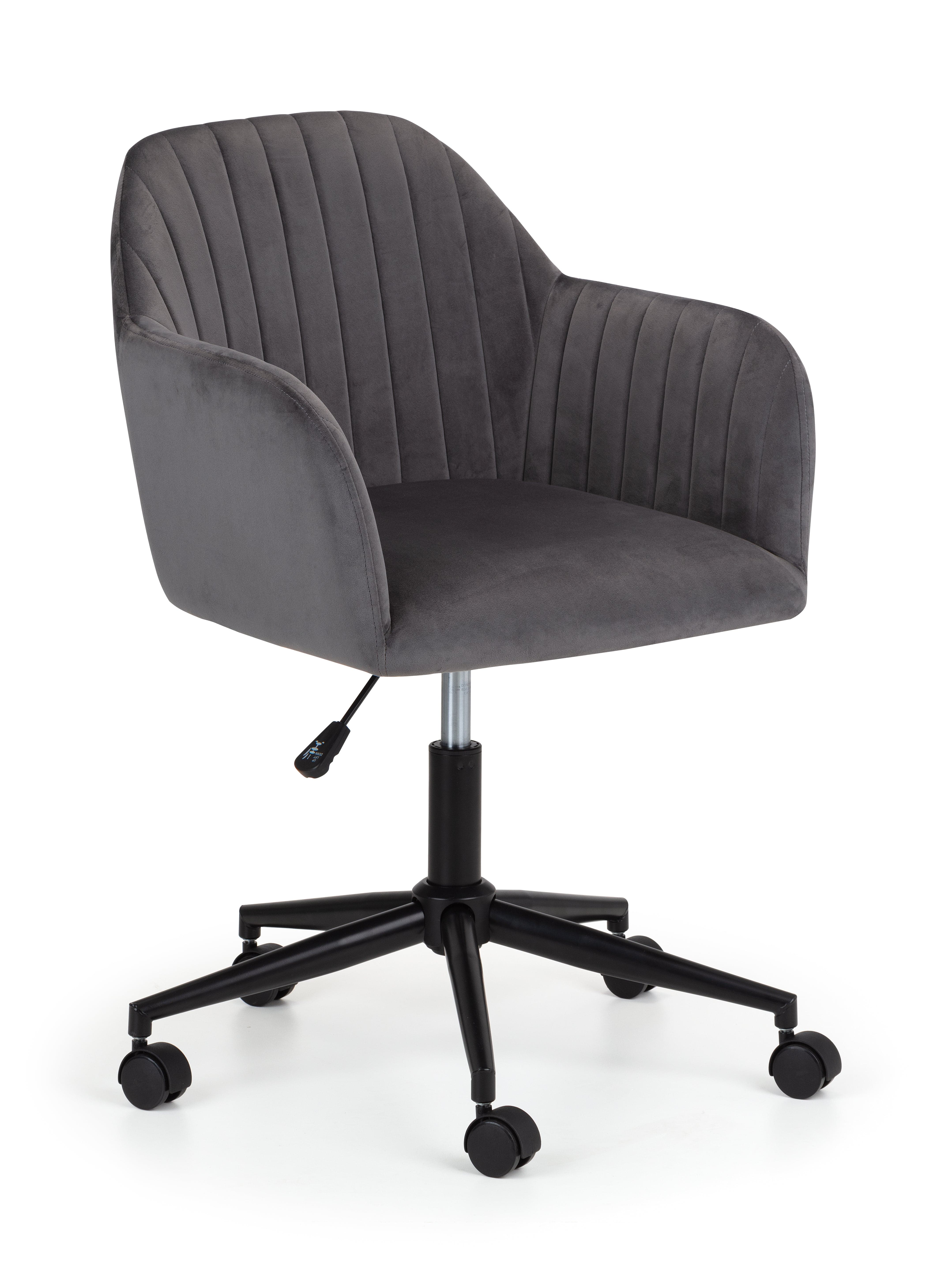 Kahlo Velvet Swivel Office Chair- Grey/Black