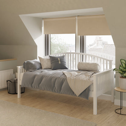 GFW Day Bed Single 90cm 3ft Madrid Wooden Day Bed Only White Bed Kings