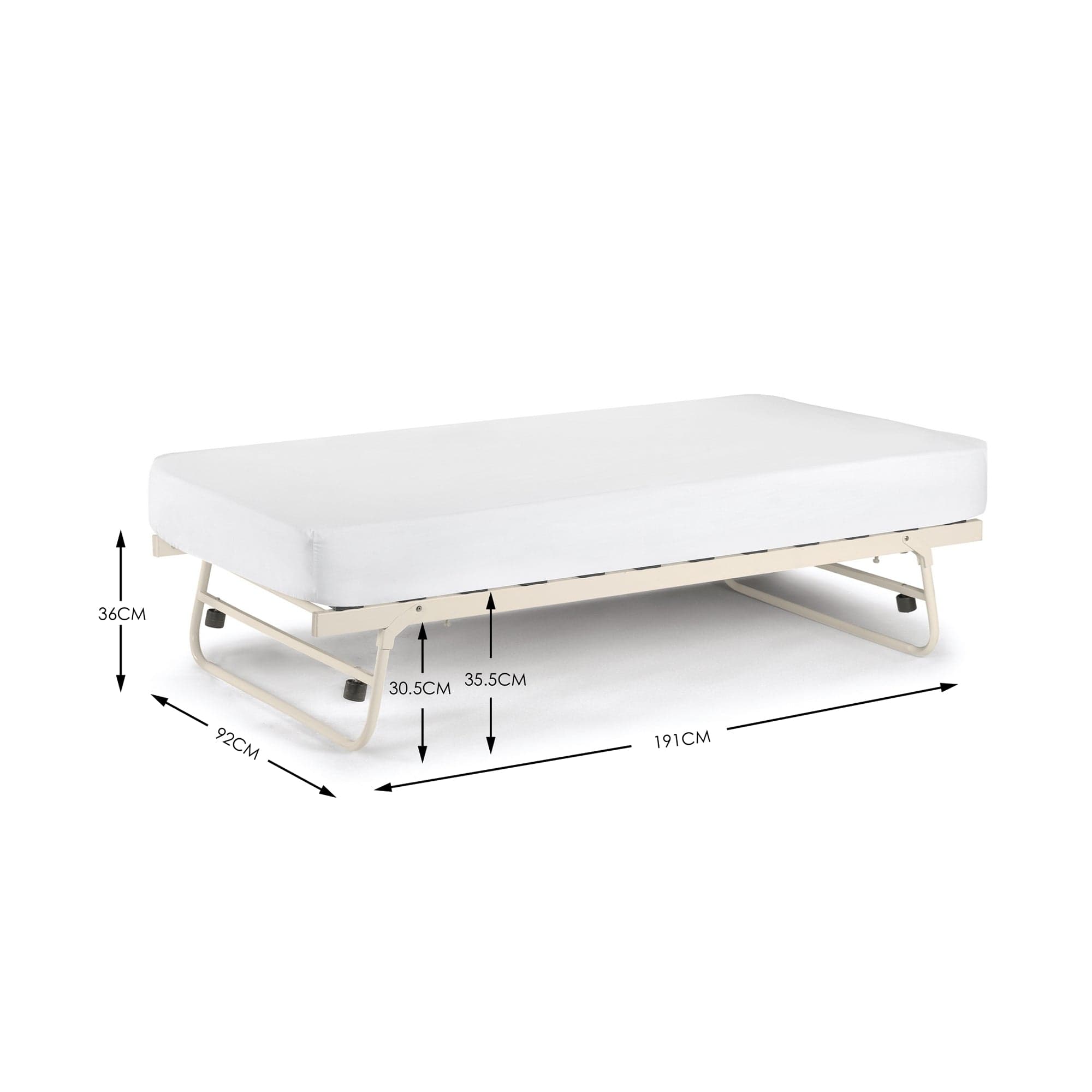 Julian Bowen Day Bed Trundle Single 90cm 3ft Versailles Underbed/Trundle Bed - Stone White Bed Kings