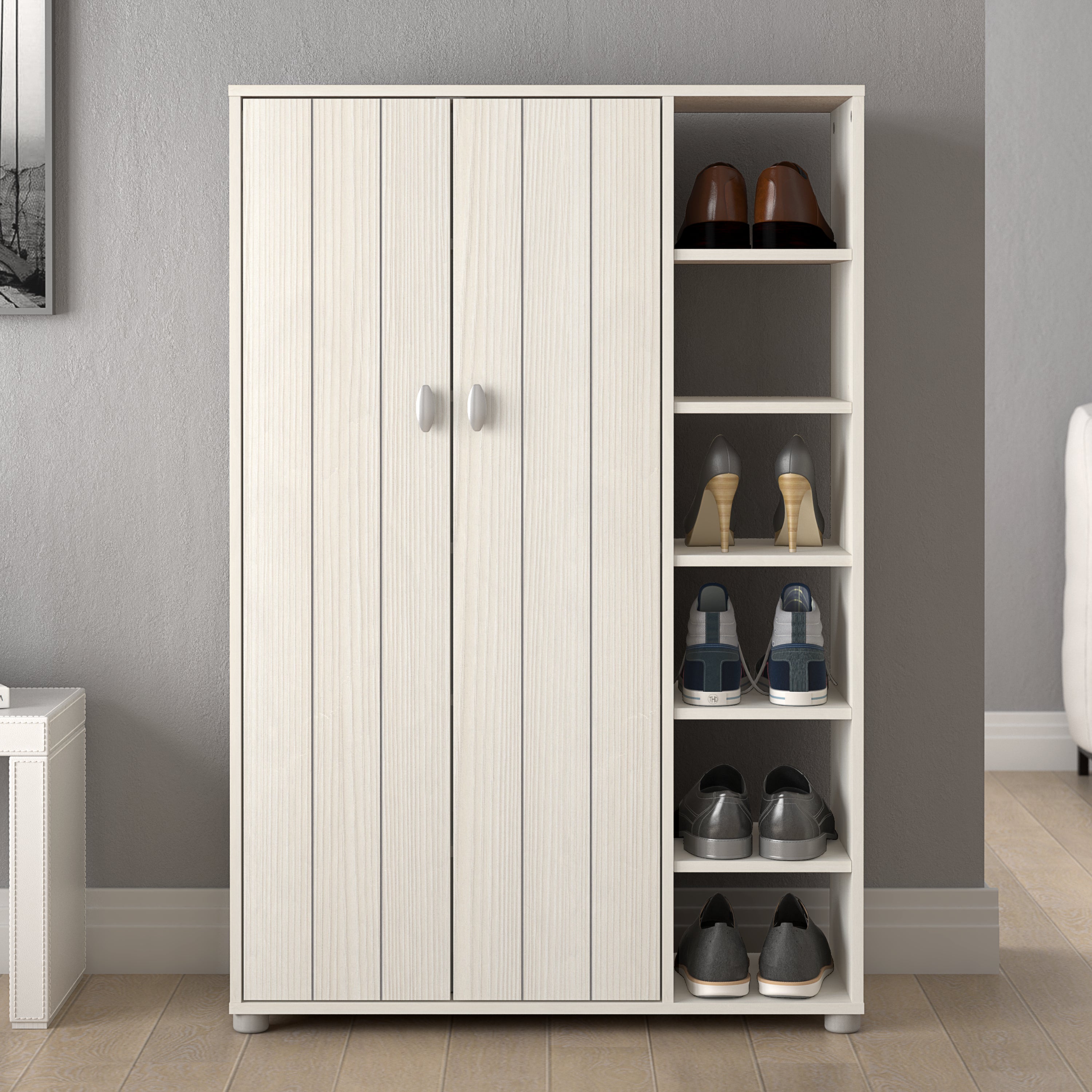 Bideford Tall Shoe Cabinet White